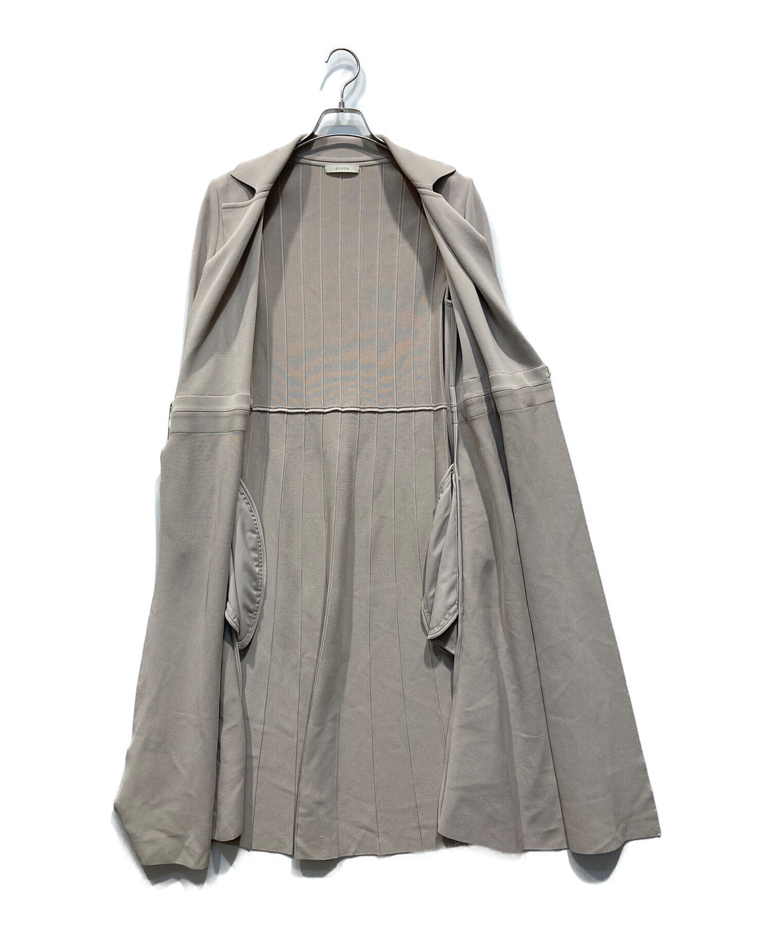 EPOCA エミラーノ ミラノリブ ニットコート ロング 襟つき ベルト 黒 M EPOCA エミラーノ ミラノリブ ニットコート ロング 襟つき ベルト 黒 M