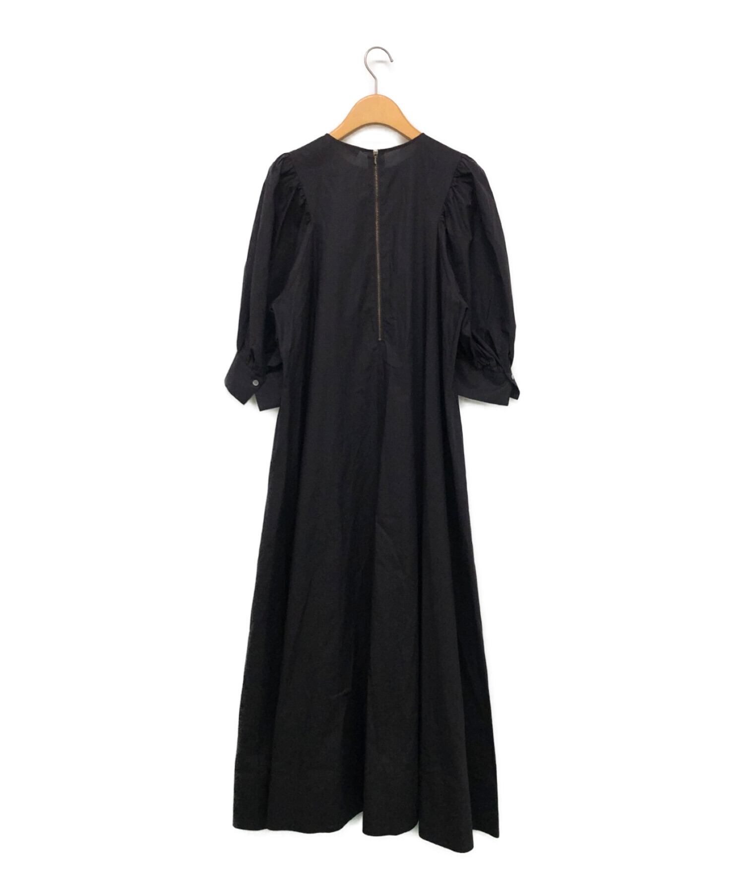 中古・古着通販】ebure (エブール) パフスリーブワンピース ブラウン 