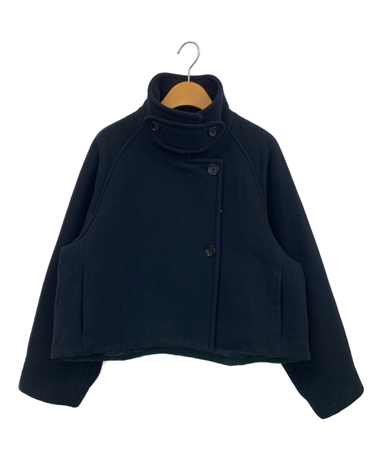 EMMEL REFINES スタンド ショートコート(ネイビー) 中古・古着通販】EMMEL REFINES (エメル リファインズ) スタンドカラー