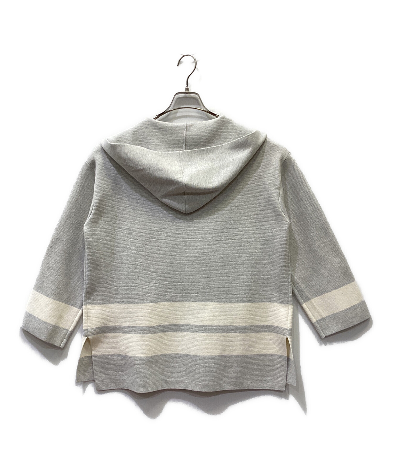 【美品】GALERIE VIE コットンシルク フーデッドコート　グレー　36 中古・古着通販】GALERIE VIE (ギャルリーヴィー) コットンシルク
