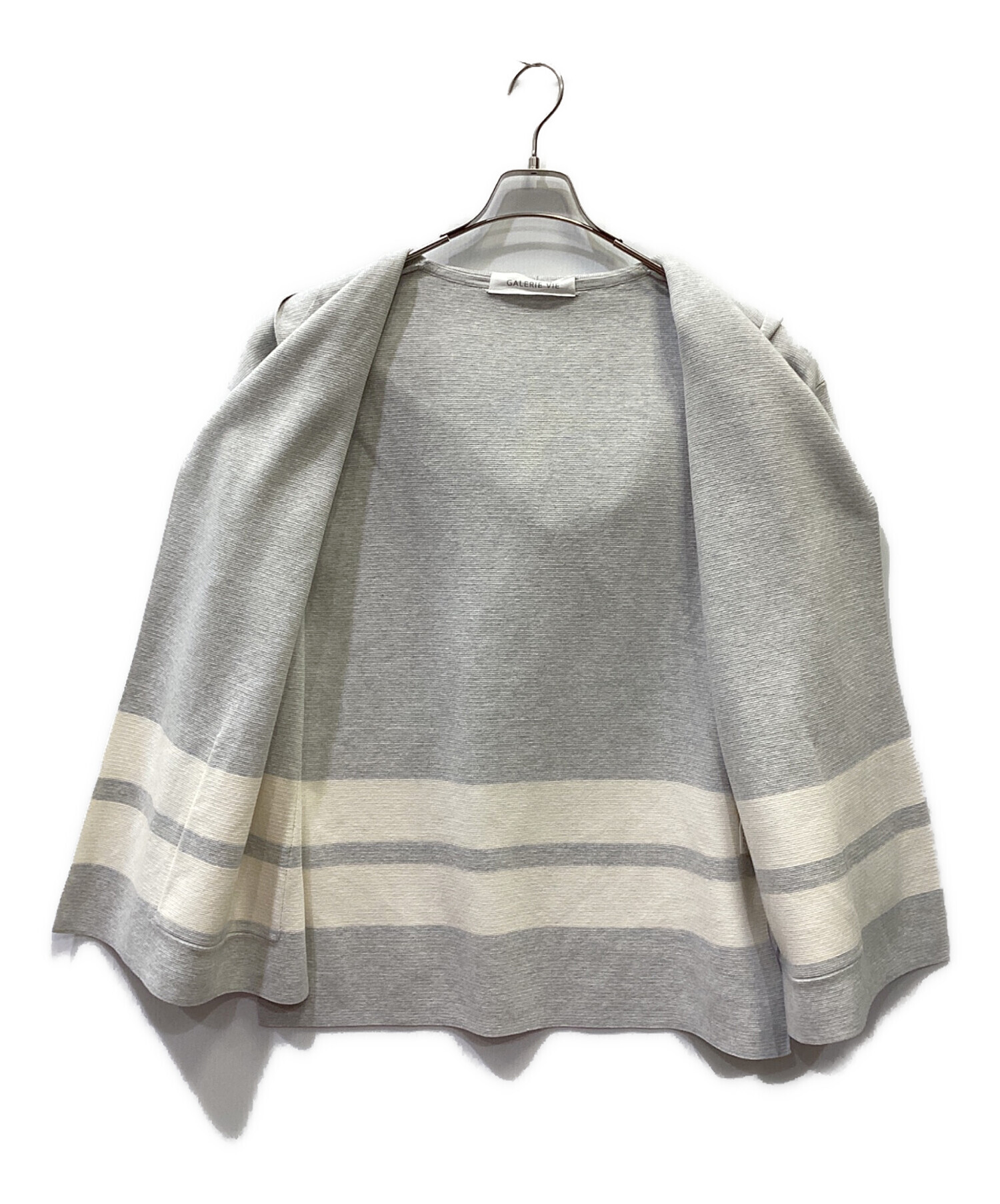 【美品】GALERIE VIE コットンシルク フーデッドコート　グレー　36 中古・古着通販】GALERIE VIE (ギャルリーヴィー) コットンシルク