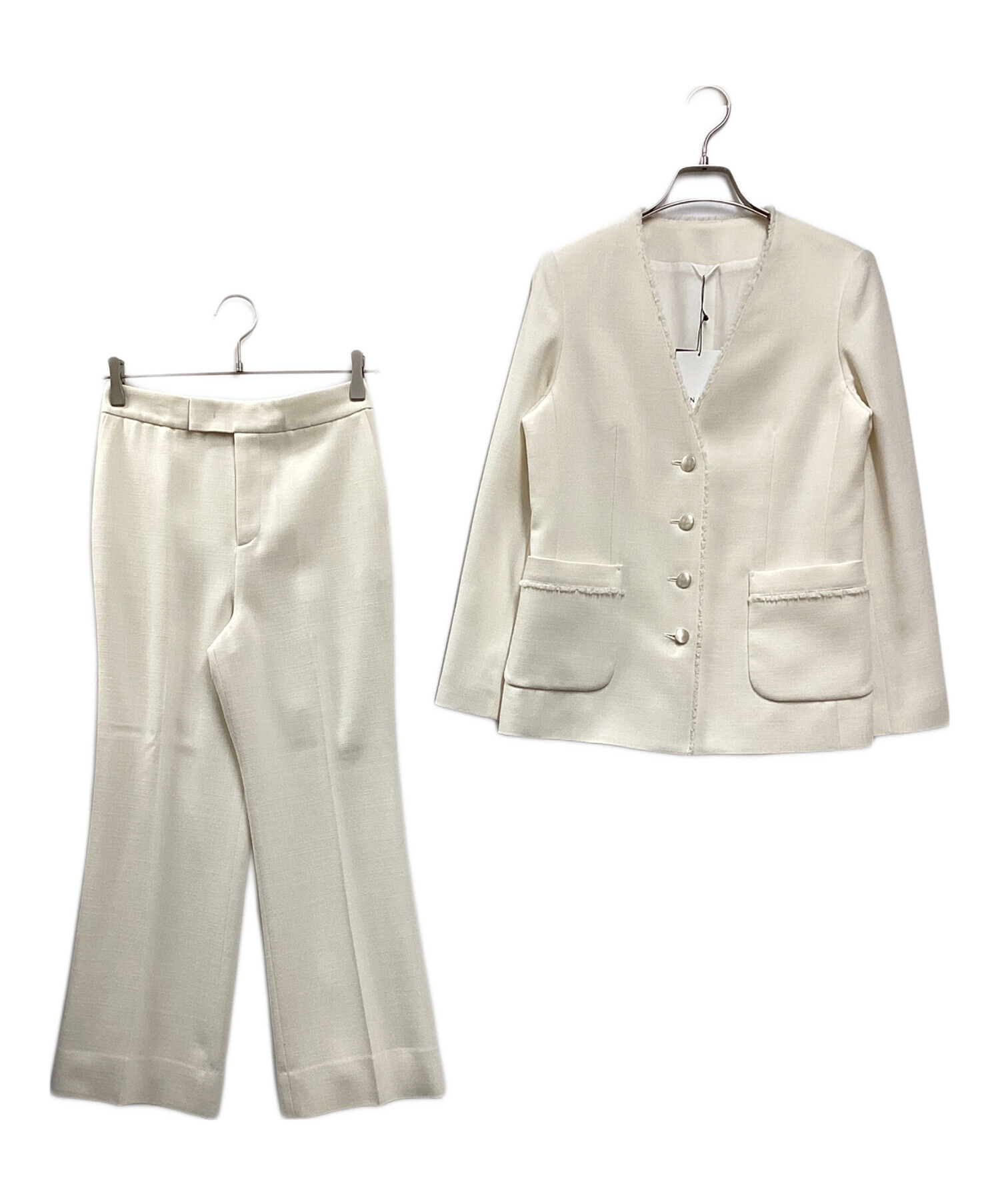 ANAYI ホワイト ノーカラージャケット36