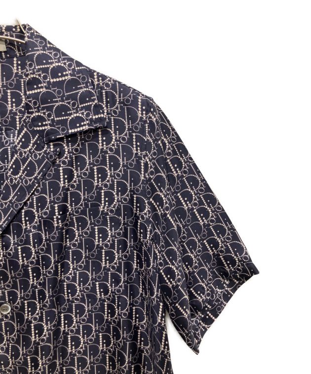 DIOR オブリーク シルク 半袖シャツ ネイビー Dior Homme Navy Blue