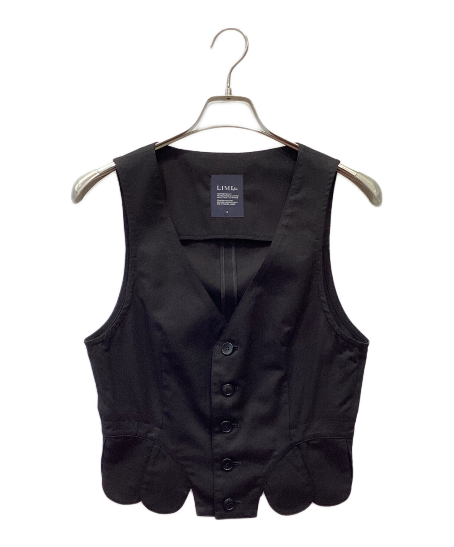 中古・古着通販】LIMI feu (リミフゥ) デザインベスト ブラック 中古・古着通販】LIMI feu (リミフゥ) デザインベスト ブラック