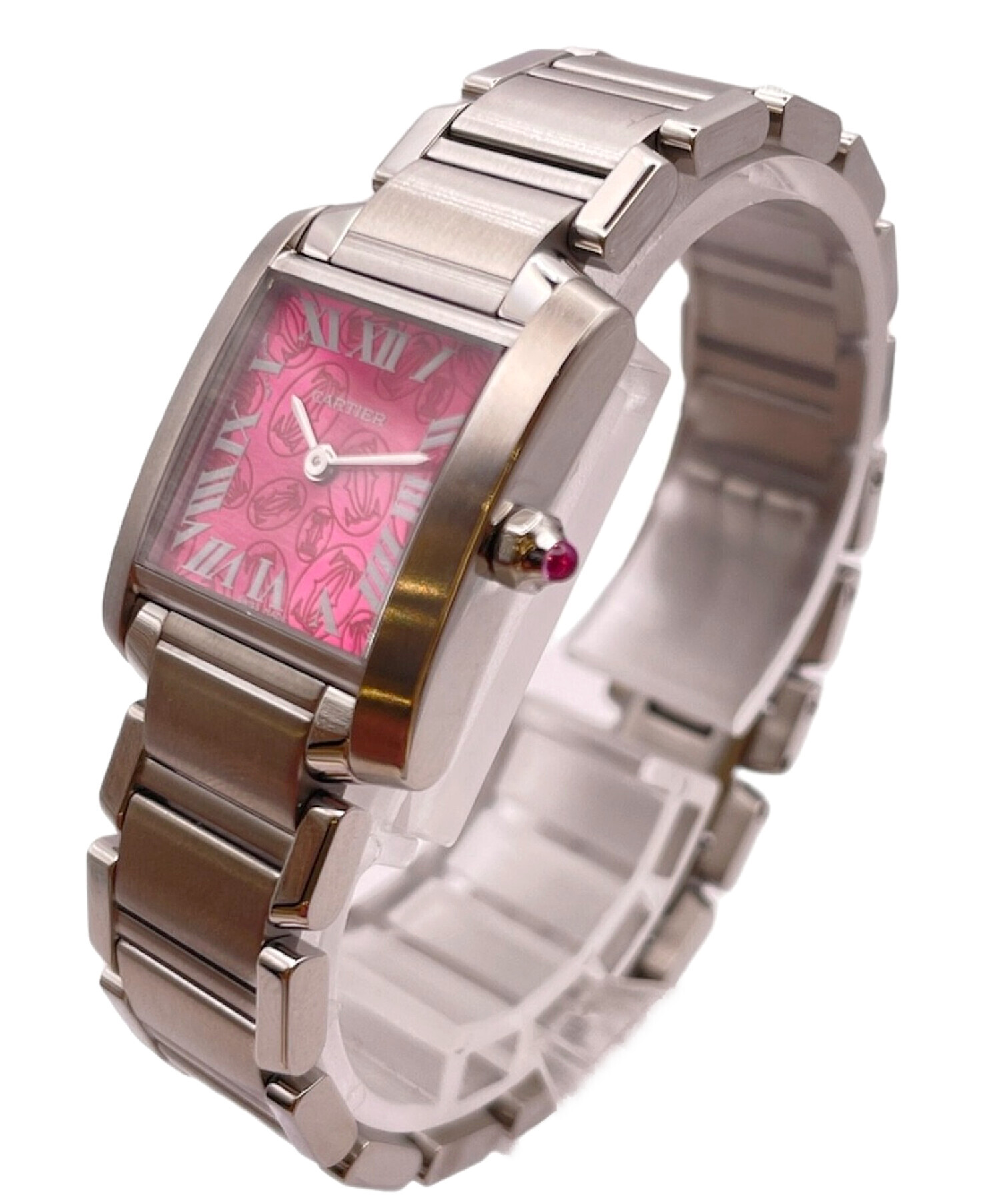 カルティエ タンクフランセーズ 2384 SS QZ ピンクシェル文字盤 AB