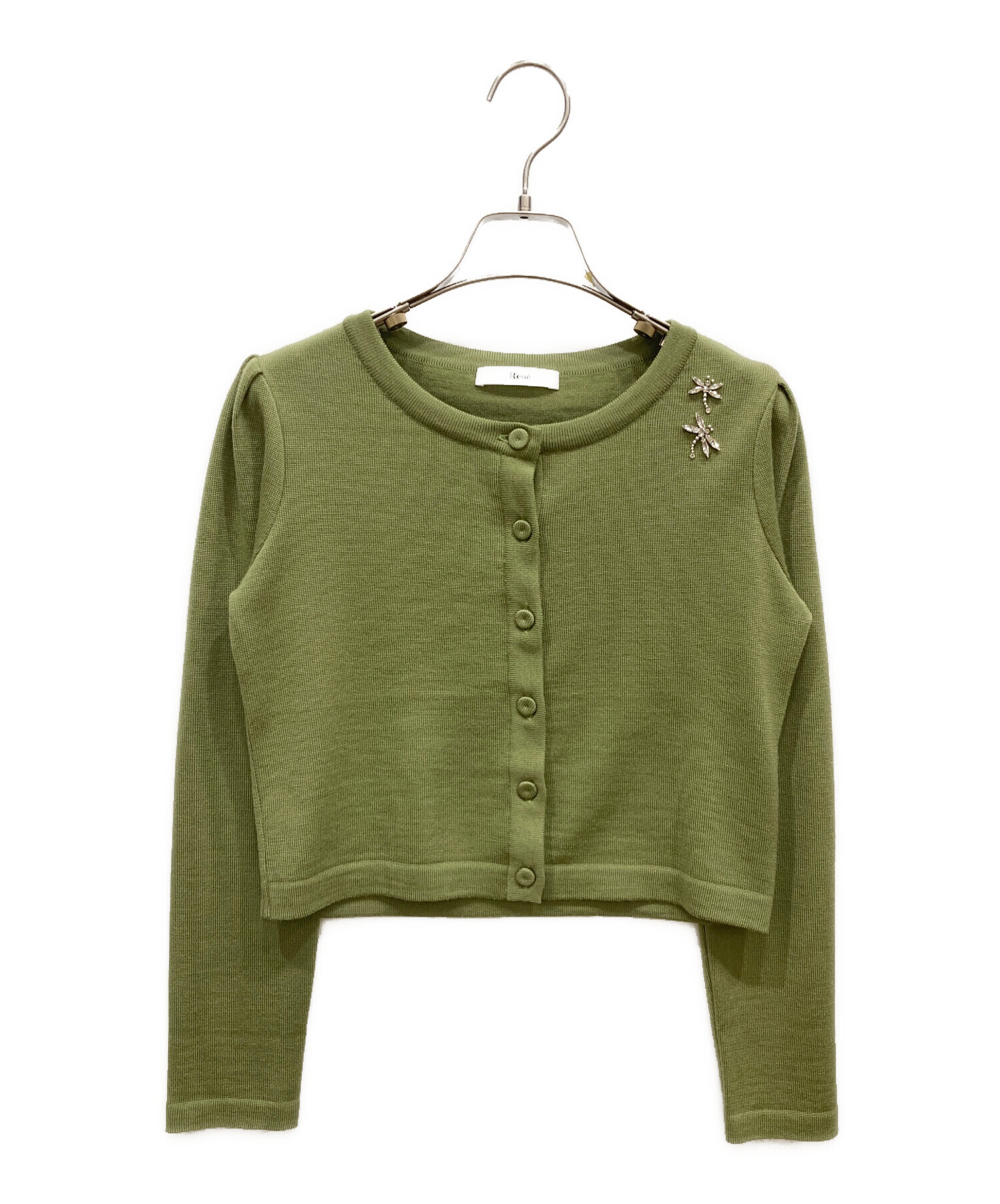 中古・古着通販】Rene (ルネ) トンボビジューカーディガン グリーン  