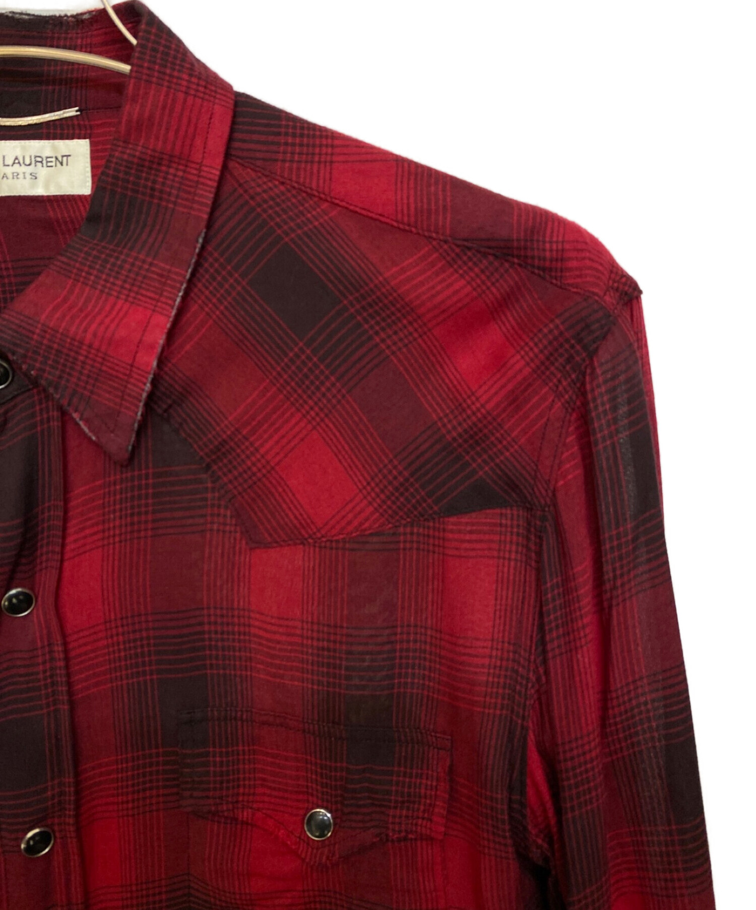 SAINT LAURENT PARIS 14aw 赤チェックニットL セールの激安通販 SAINT LAURENT PARIS 14aw 赤チェックニットL