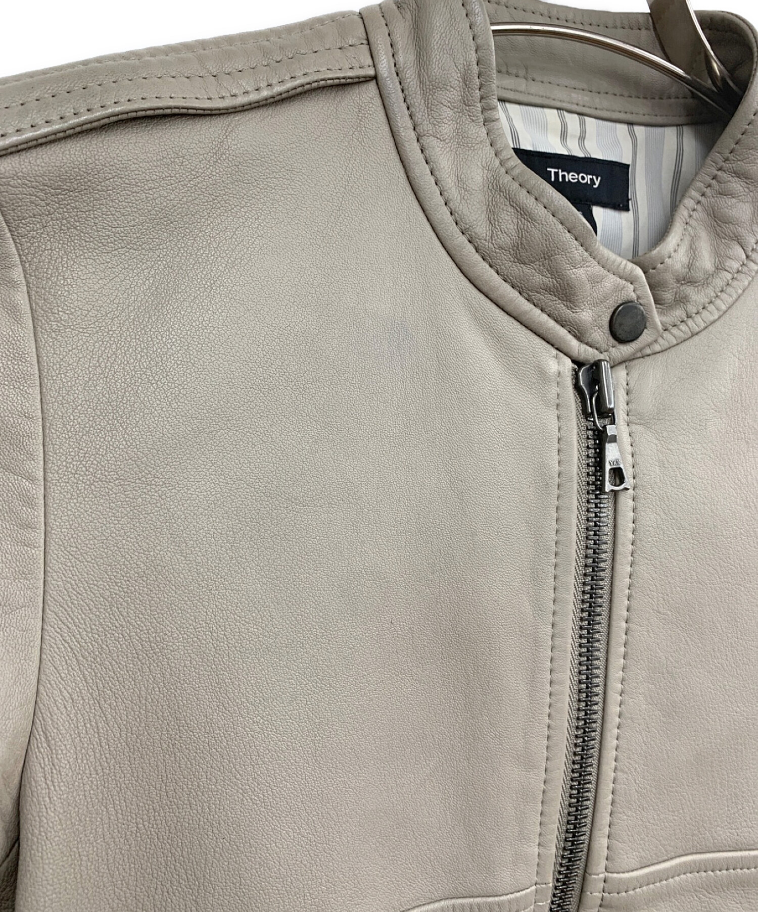 中古・古着通販】theory (セオリー) レザージャケット ベージュ サイズ