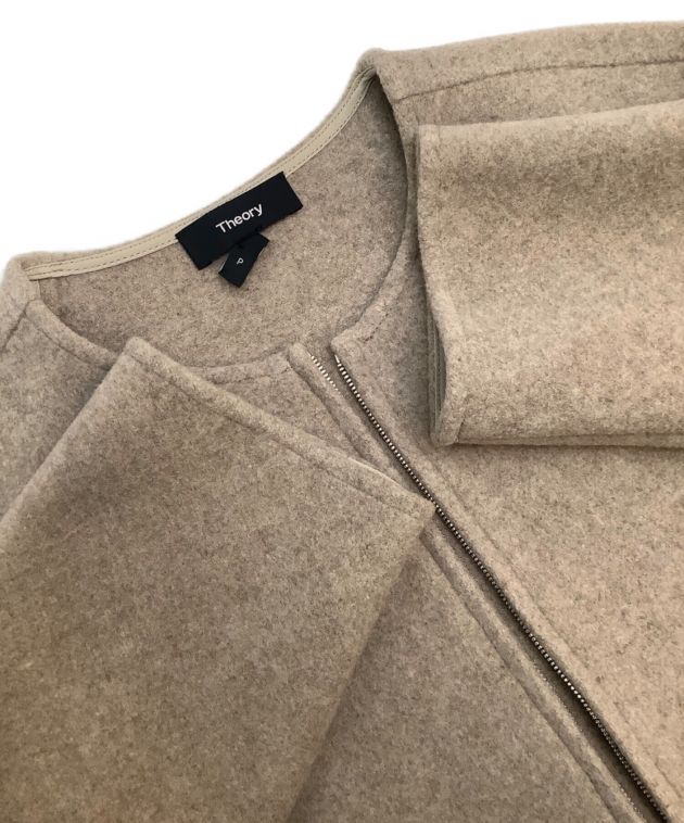 中古・古着通販】theory (セオリー) ノーカラーウールコート ベージュ