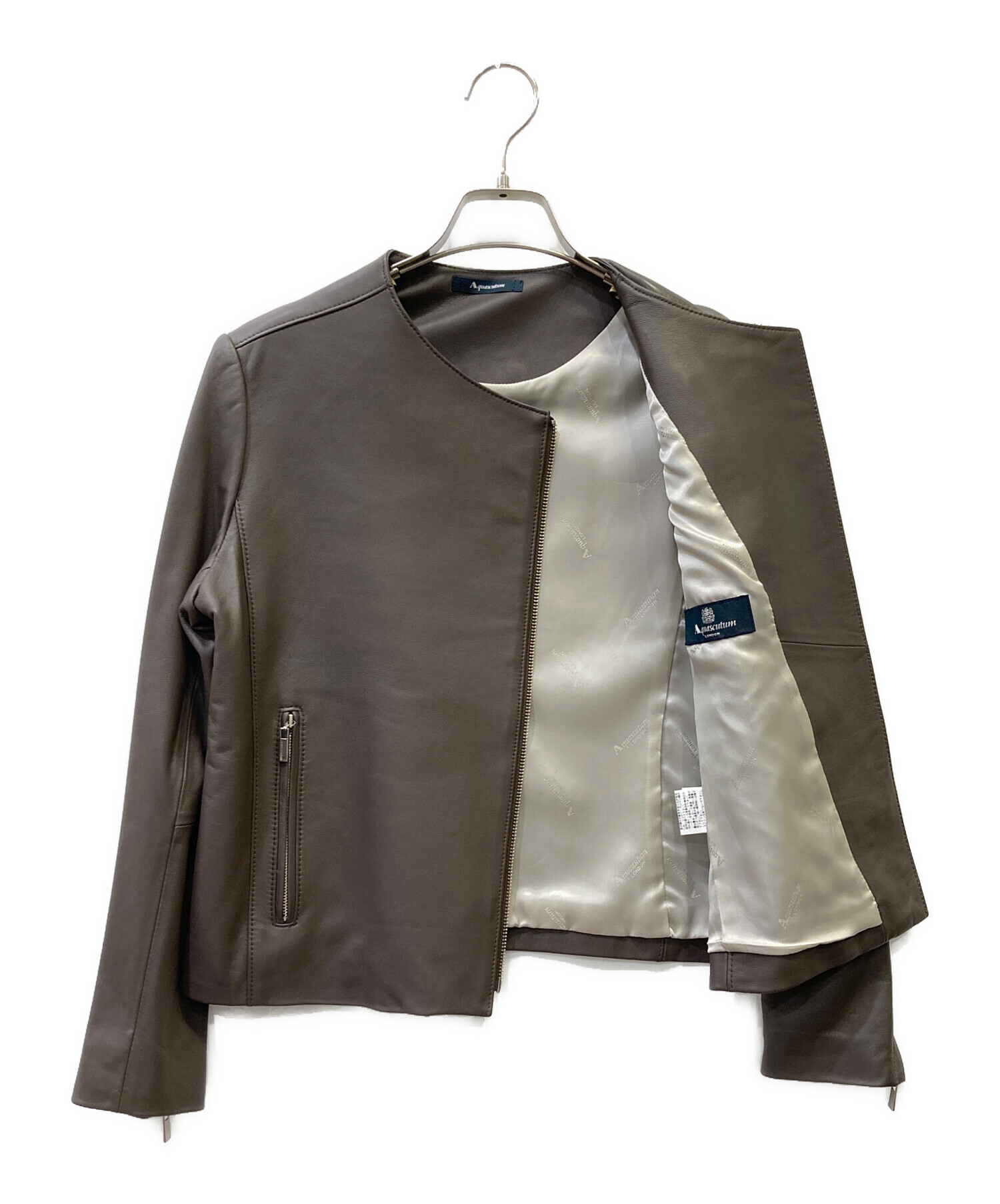 美品✨アクアスキュータム　ラムレザー　シングルライダース　グレー　たねちー様 中古・古着通販】Aquascutum (アクアスキュータム) レザーライダース