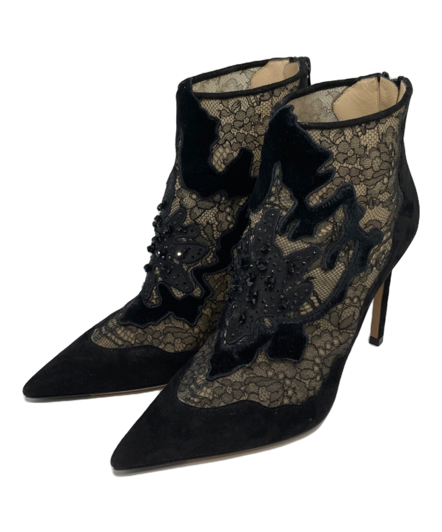 中古・古着通販】JIMMY CHOO (ジミーチュウ) レースヒールブーツ