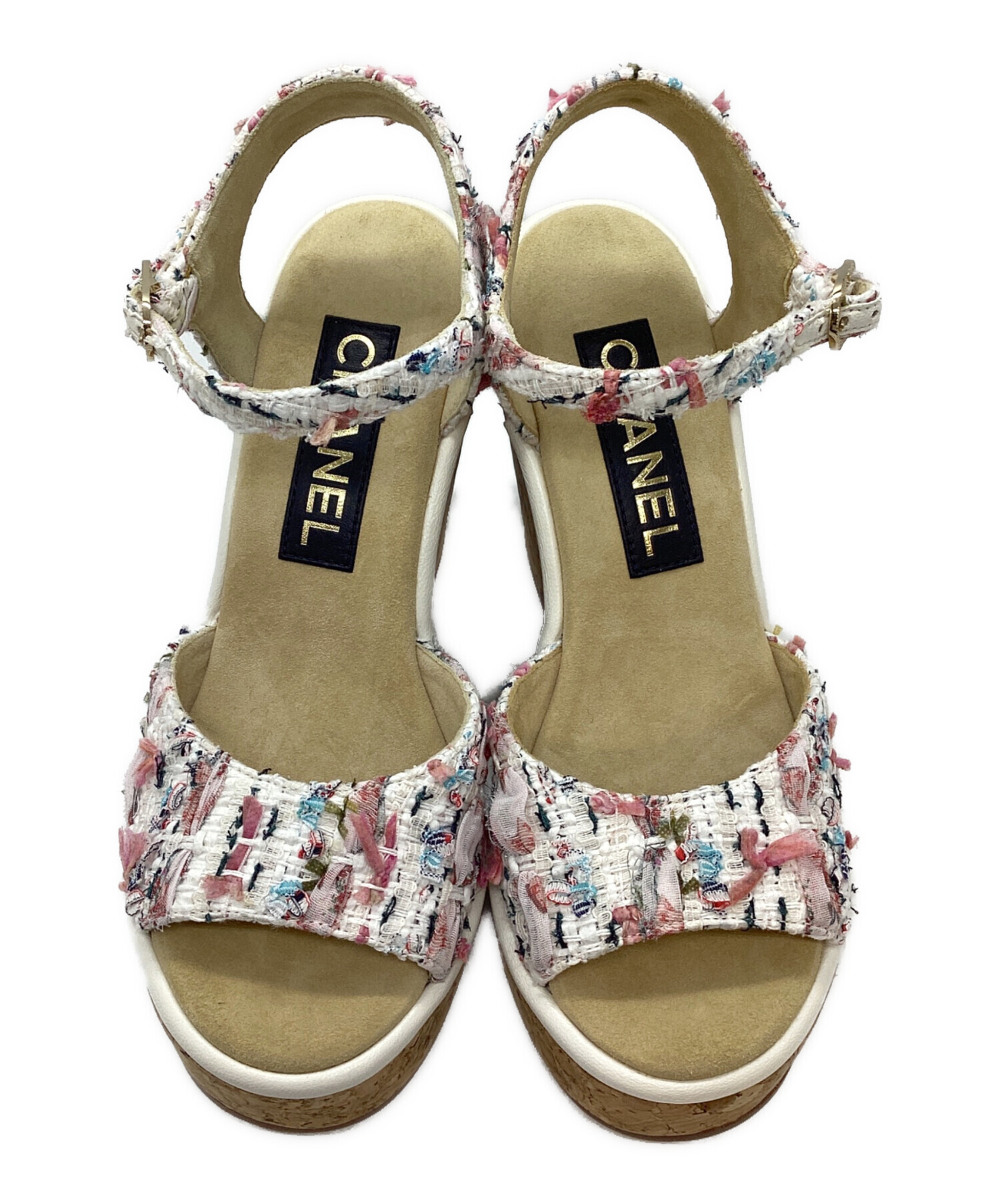 中古・古着通販】CHANEL (シャネル) ツイードウェッジソールサンダル 