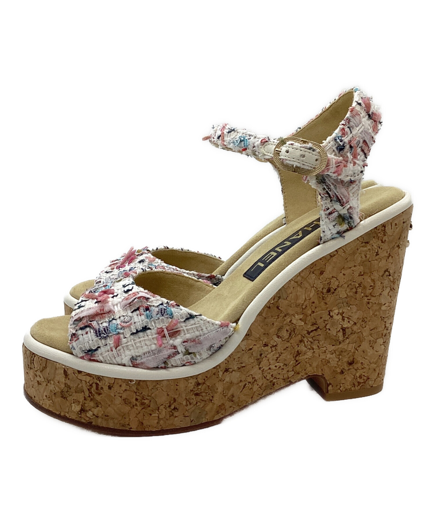 新品未使用CHANEL シャネル　ツイードピンクサンダル36 試着のみ　良品レア シャネル CHANEL ツイード サンダル サイズ36 ピンク 中古A級品