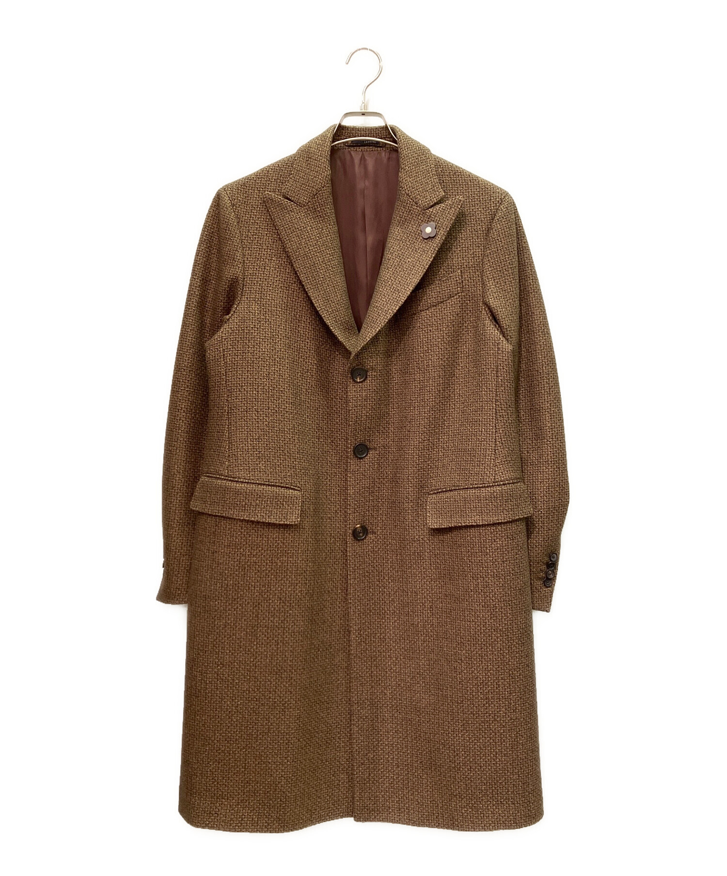 LARDINI ウール チェスターコート ブラウン48 未使用級】ラルディーニ ダークブラウン チェスターコート 48 Mサイズ