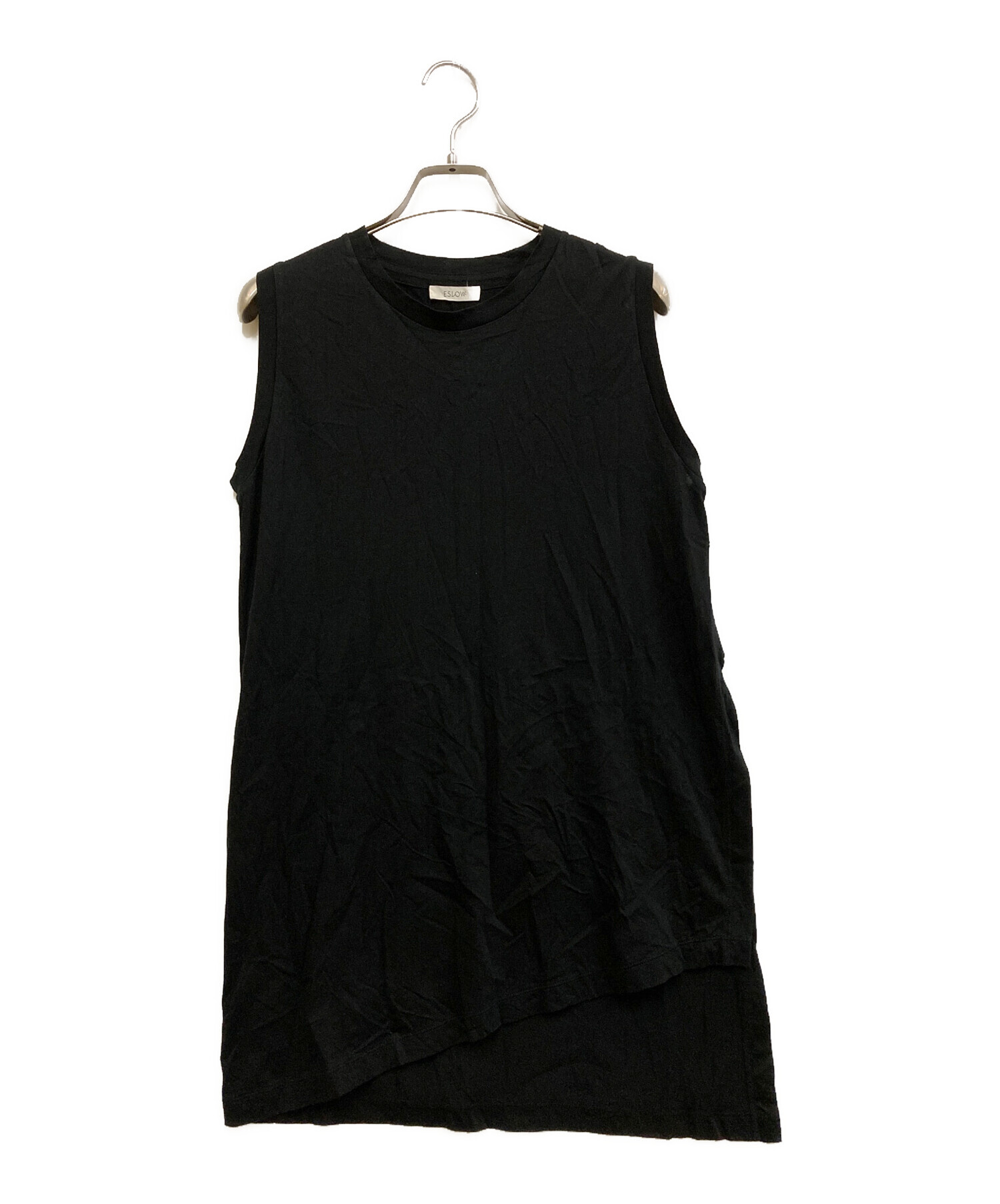 中古・古着通販】ESLOW (エスロー) SLIT TANK TOP ブラック サイズ 