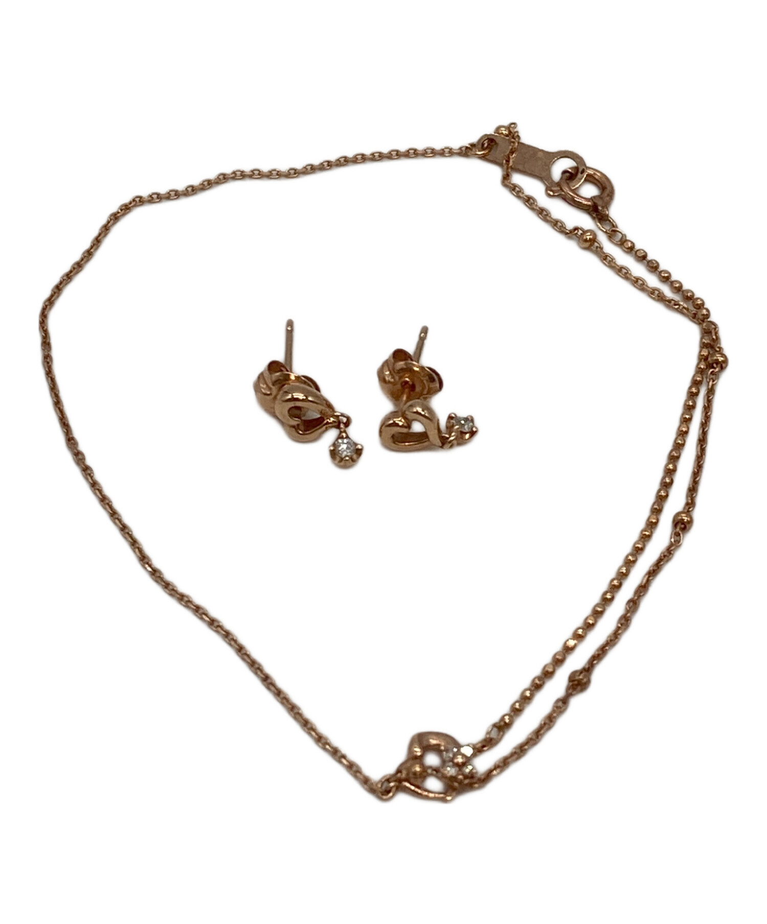 中古・古着通販】4℃ (ヨンドシー) ハートモチーフブレスレット・ピアス 