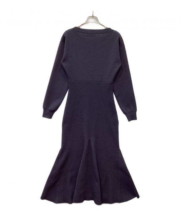 NOBLE ラウンドネックバイカラーニットワンピース 中古・古着通販