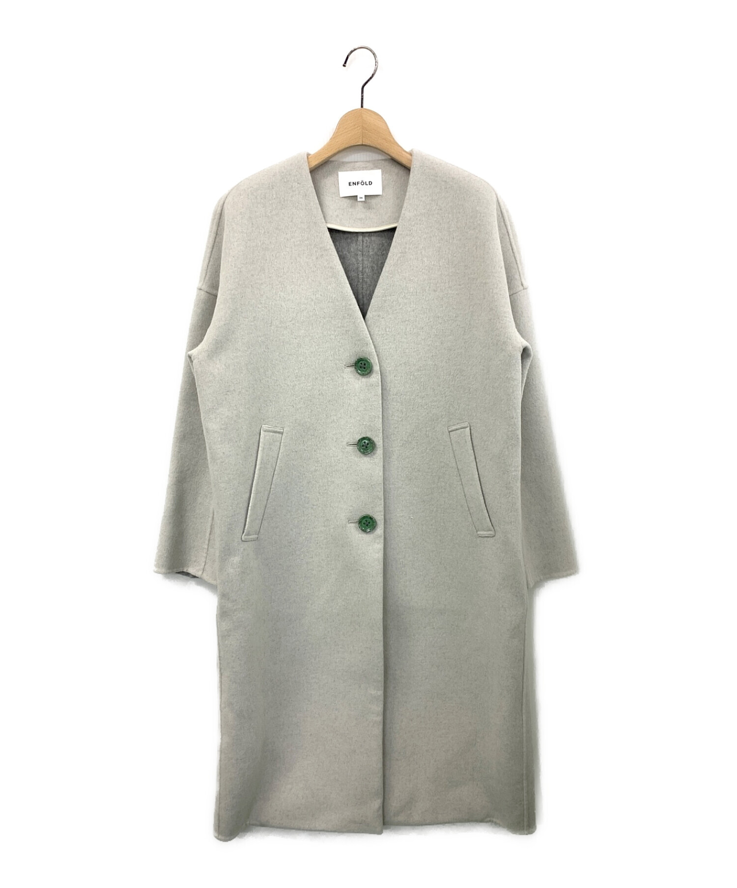 ENFOLD エンフォルドウールリバーノーカラーストレートコート