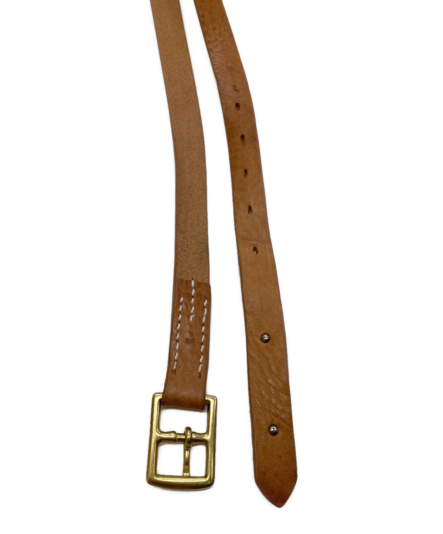 【美品】マインデニム　ベルト　レザー　ナロー　36サイズ　日本製　ブラウン 美品】マインデニム ベルト レザー ナロー 36サイズ 日本製