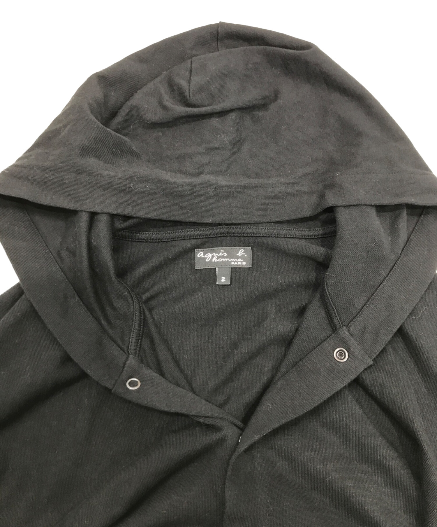 Agnès b. ブラックカーディガン サイズ1 オム　スナップボタン　メンズ メンズ リネン カーディガンシャツ ｜agnès b. HOMME（オム