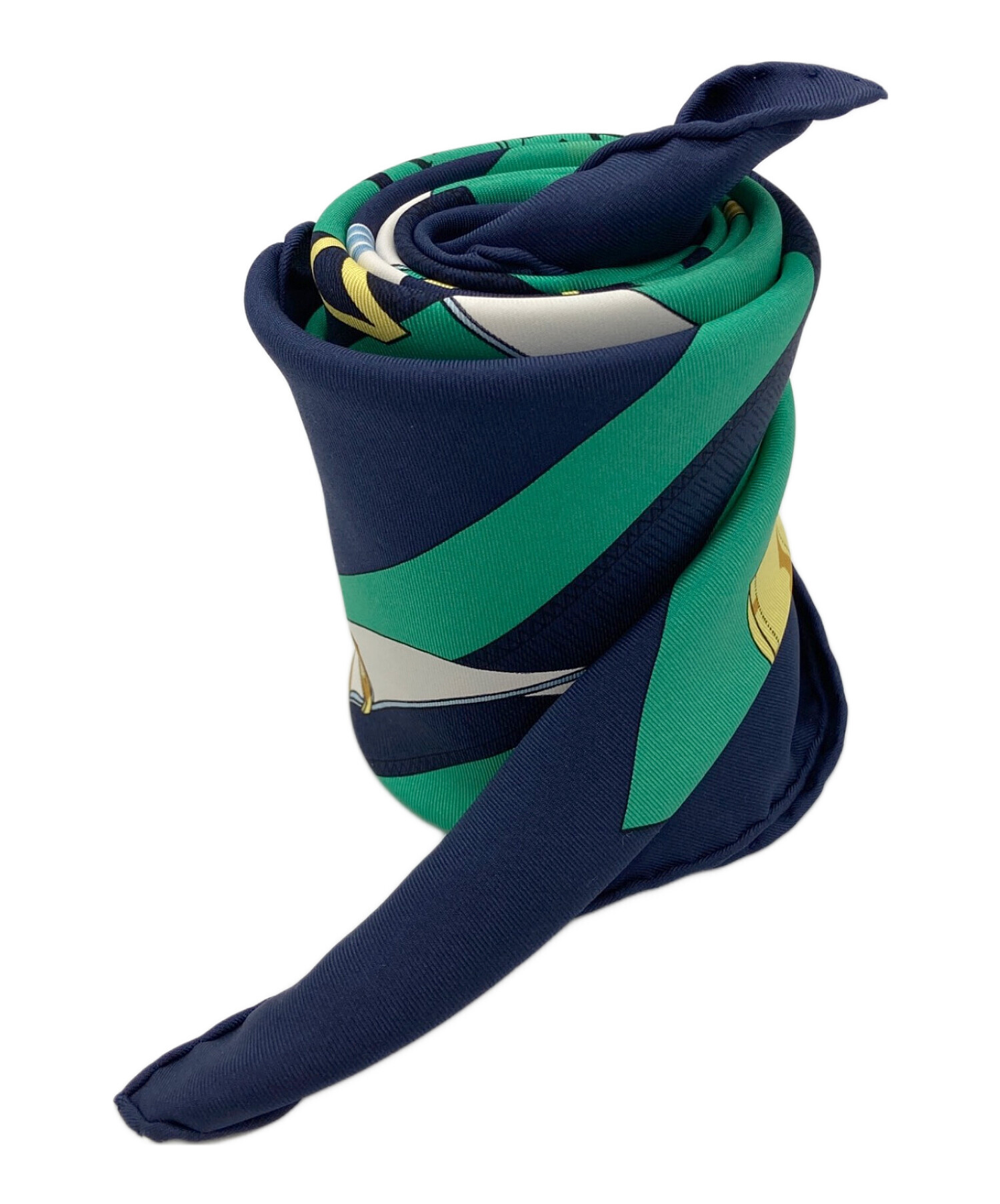 エルメス　フランス製シルクスカーフ 緑色 中古・古着通販】HERMES (エルメス) シルクスカーフ グリーン