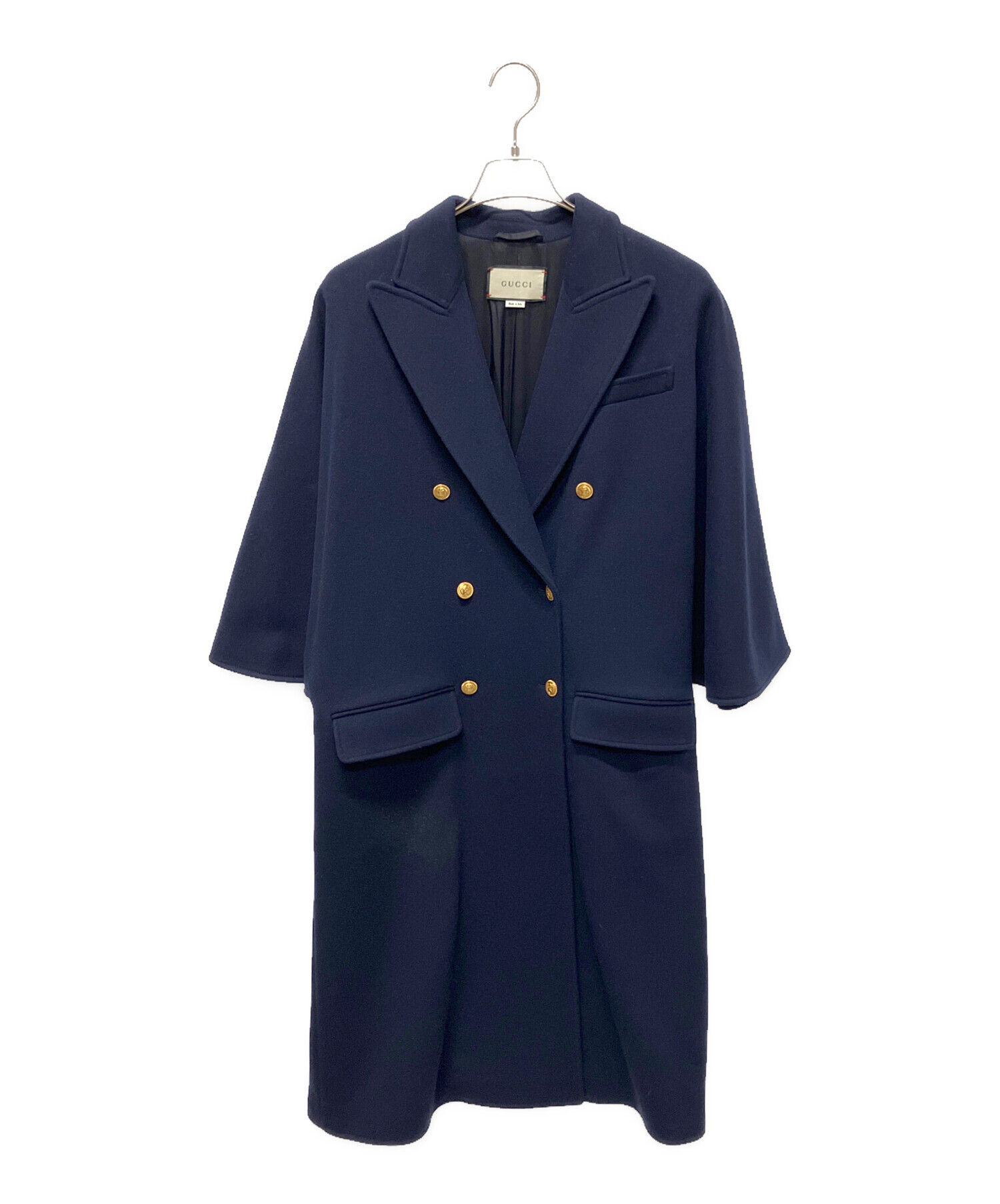 ★早い者勝ち　GUCCI　コート　紺色 中古・古着通販】GUCCI (グッチ) ソフトメルトンフレアスリーブコート