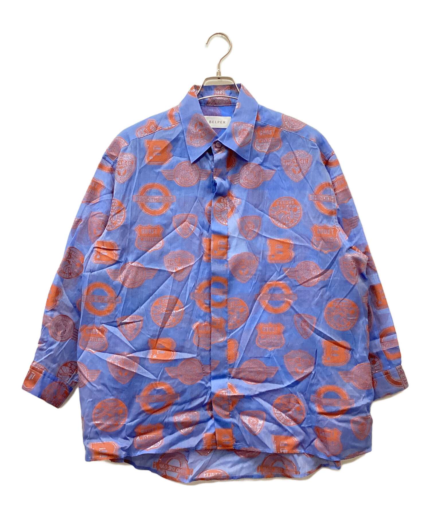 中古・古着通販】BELPER (ベルパー) MANY PATCH SHIRT ブルー×オレンジ 