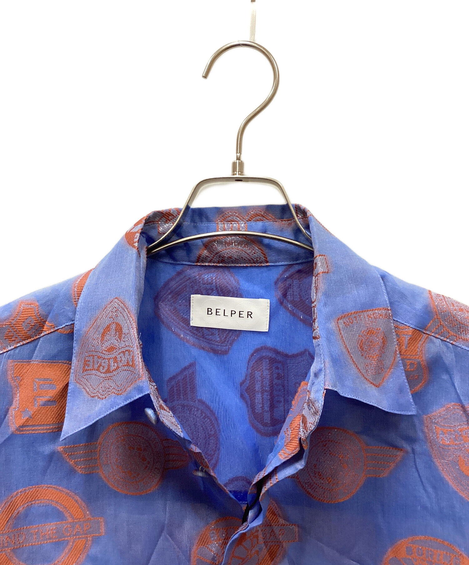 中古・古着通販】BELPER (ベルパー) MANY PATCH SHIRT ブルー×オレンジ 