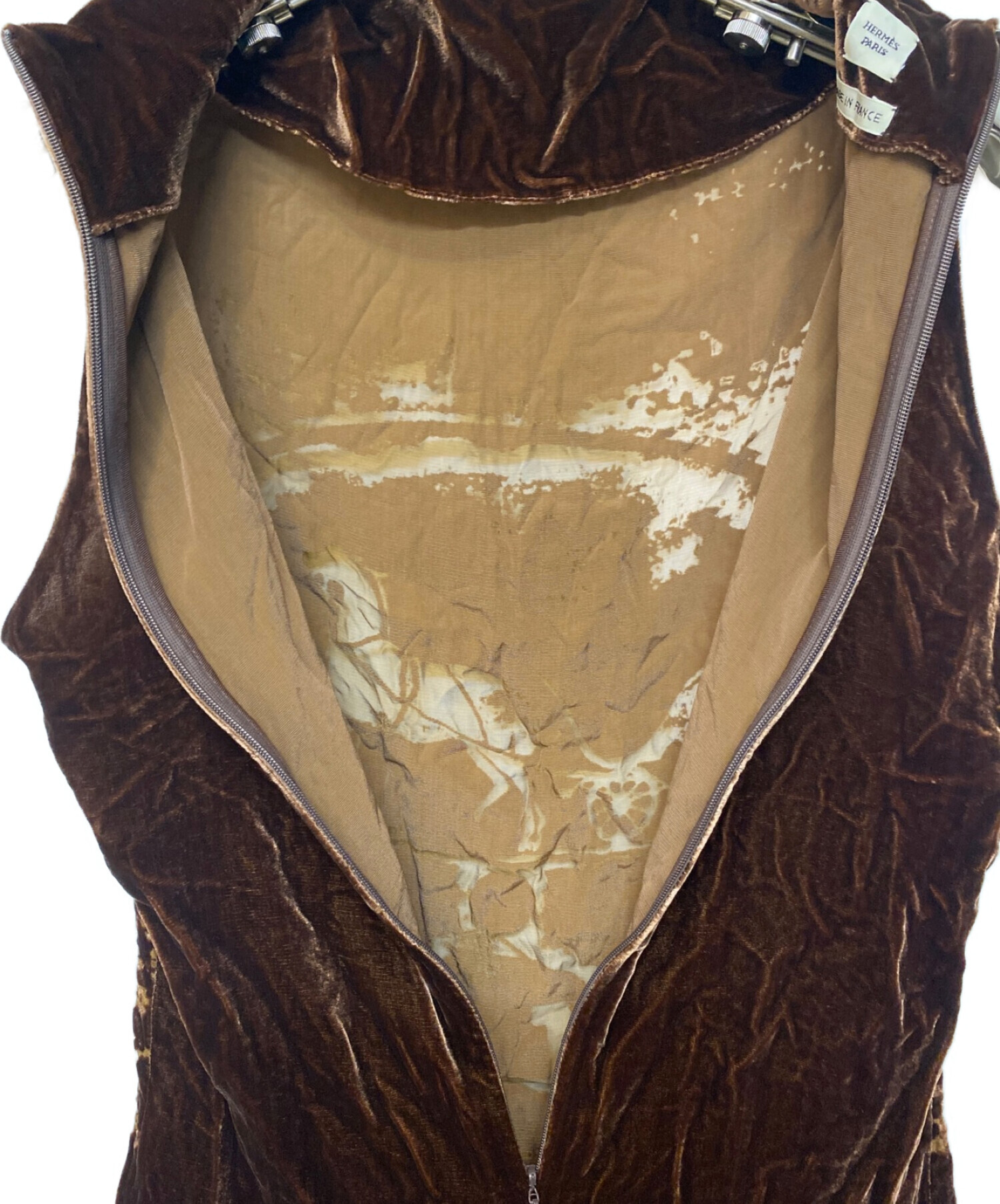 中古・古着通販】HERMES (エルメス) ベルベットノースリーブブラウス