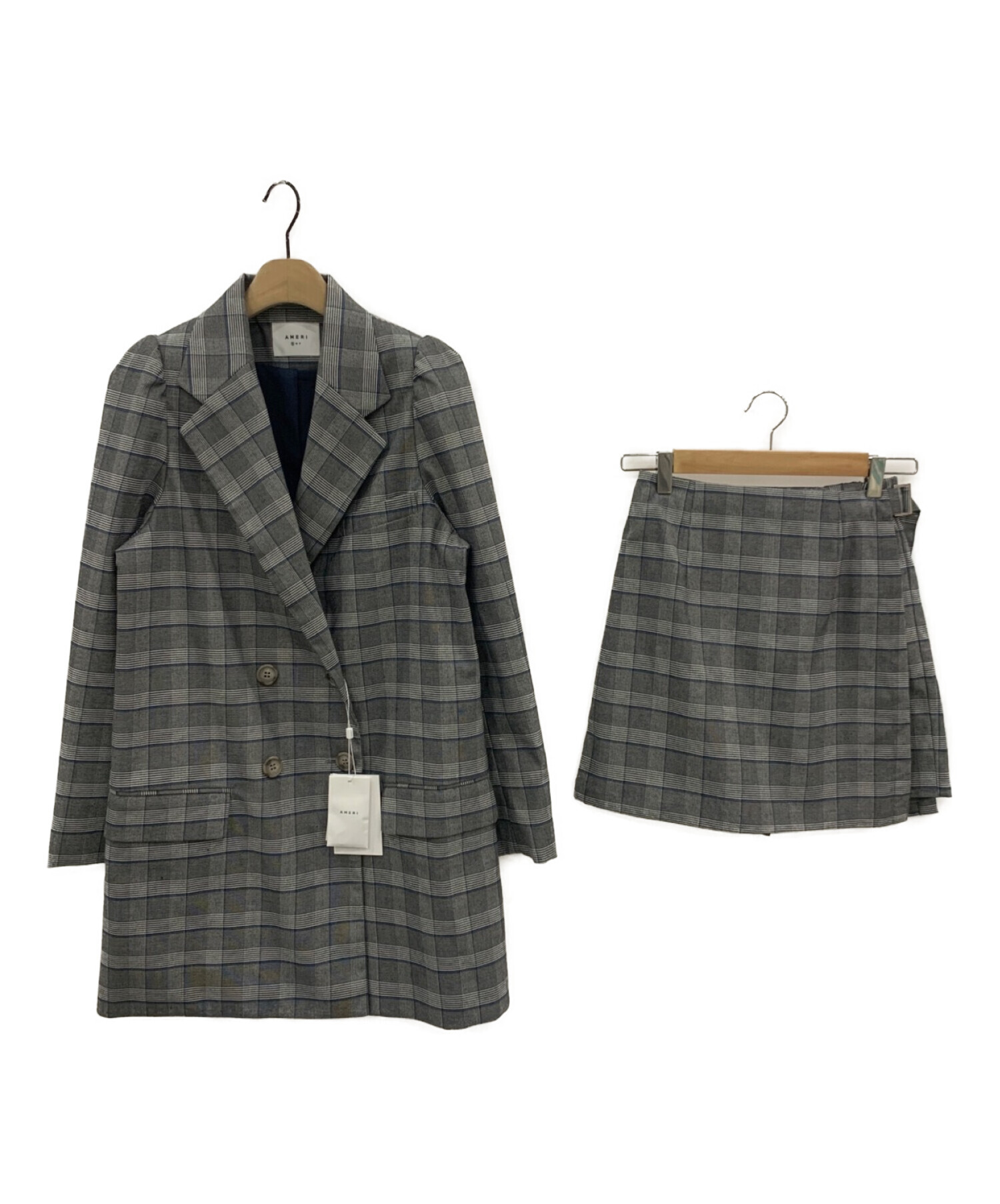 AMERI PUFF CHECK JACKET WITH SKIRT PANTS 中古・古着通販