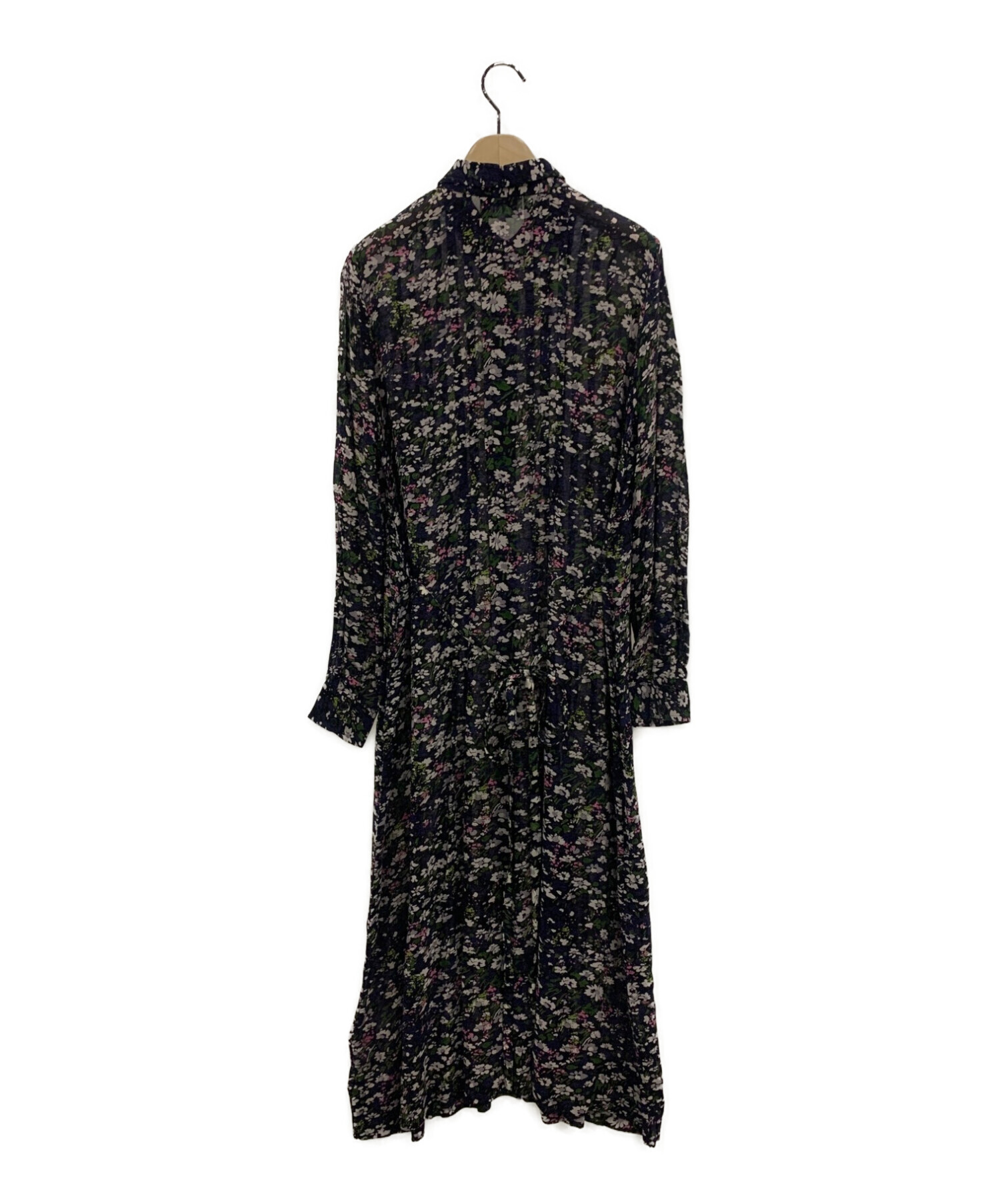 中古・古着通販】GANNI (ガニー) フラワープリントワンピース ネイビー 