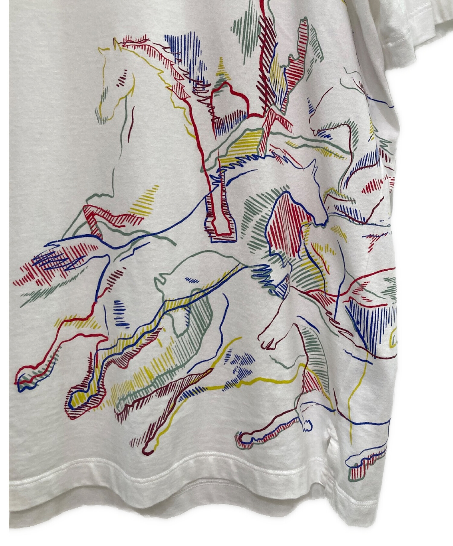 エルメス HERMES カヴァルカード ホースプリント カットソー Tシャツ HERMES エルメス ホワイト カルヴァガード ホース Tシャツ XL トップス