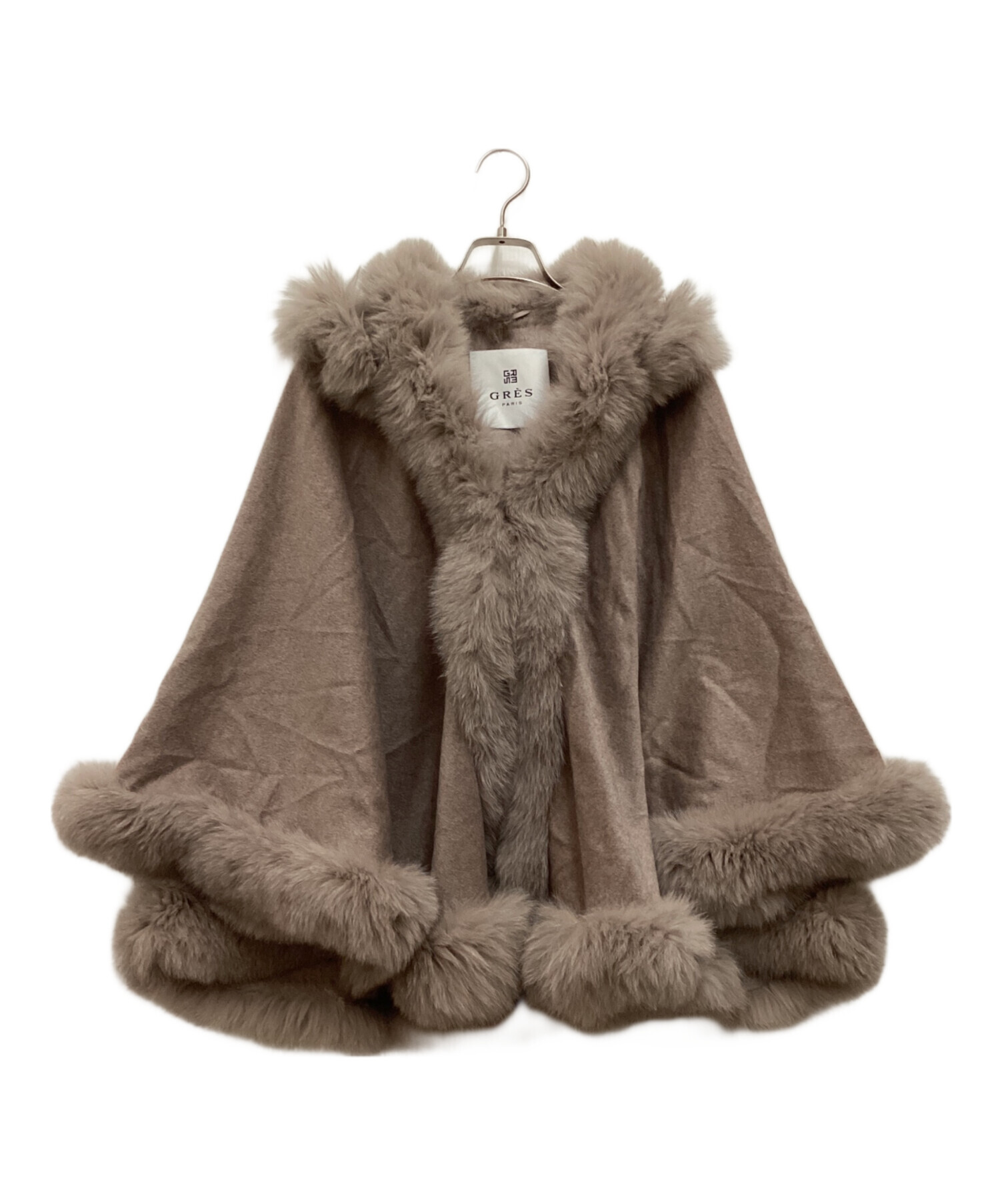 ポンチョ フード カシミヤ フォックスファー バルマン】 カシミヤ