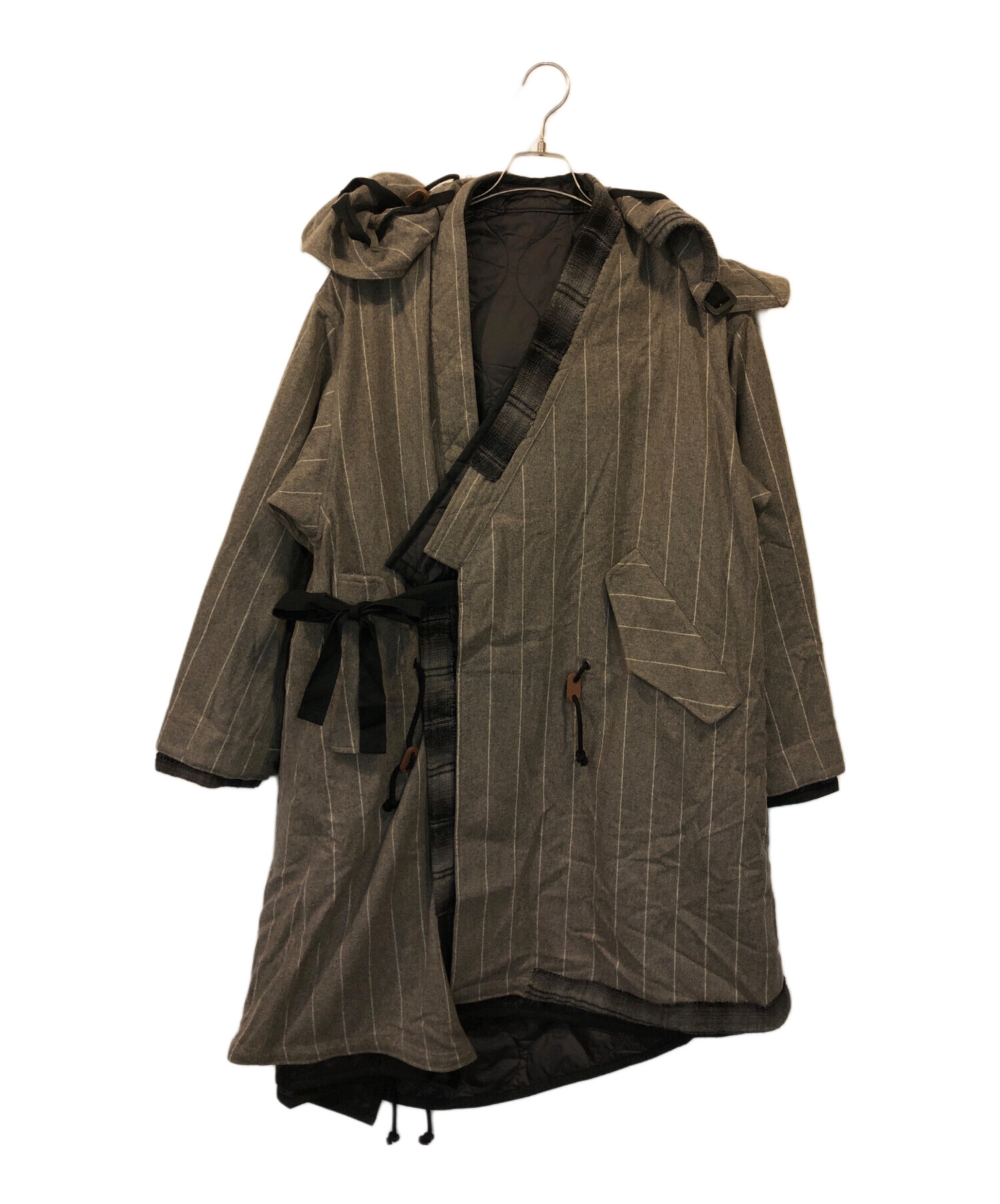 ジャケット・アウター 188 KHOKI M51 Patchwork Coat Gray Stripe 中古・古着通販】KHOKI (コッキ) M51 hand patch work coat Gray