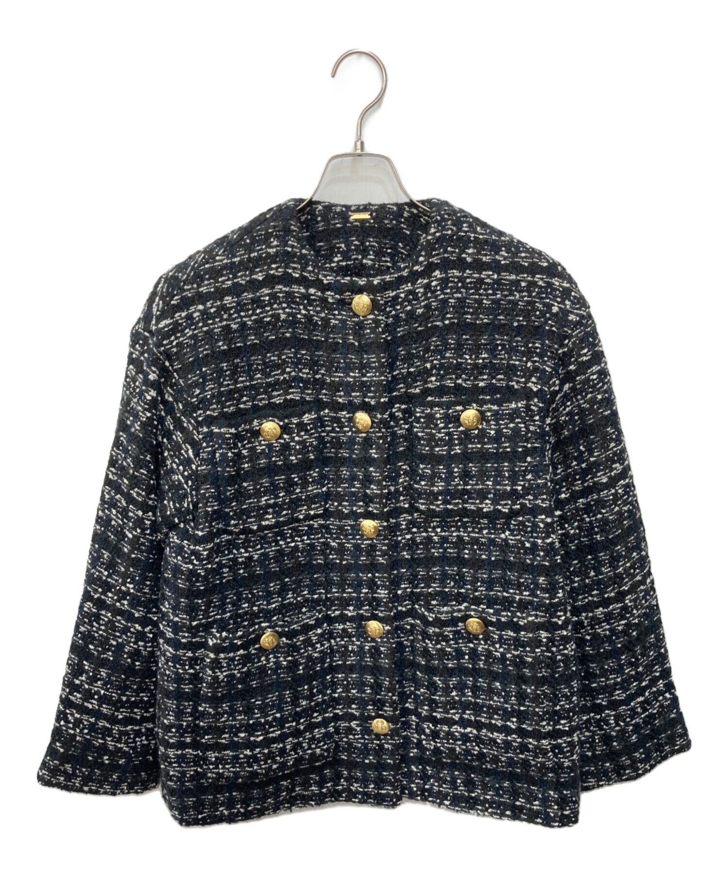 最終値下げ今季完売MilaOwenミラオーウェン ツイードジャケット　サイズ1 ミラオーウェン ツイードジャケット ブラック mila owen ツイード