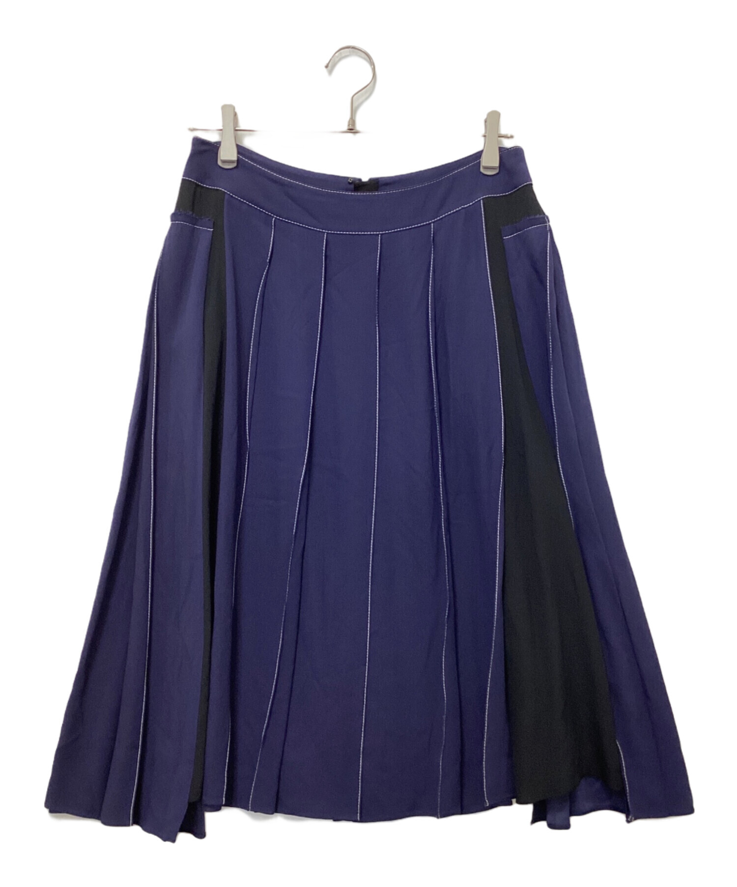 中古・古着通販】MARNI (マルニ) バイカラープリーツスカート ネイビー