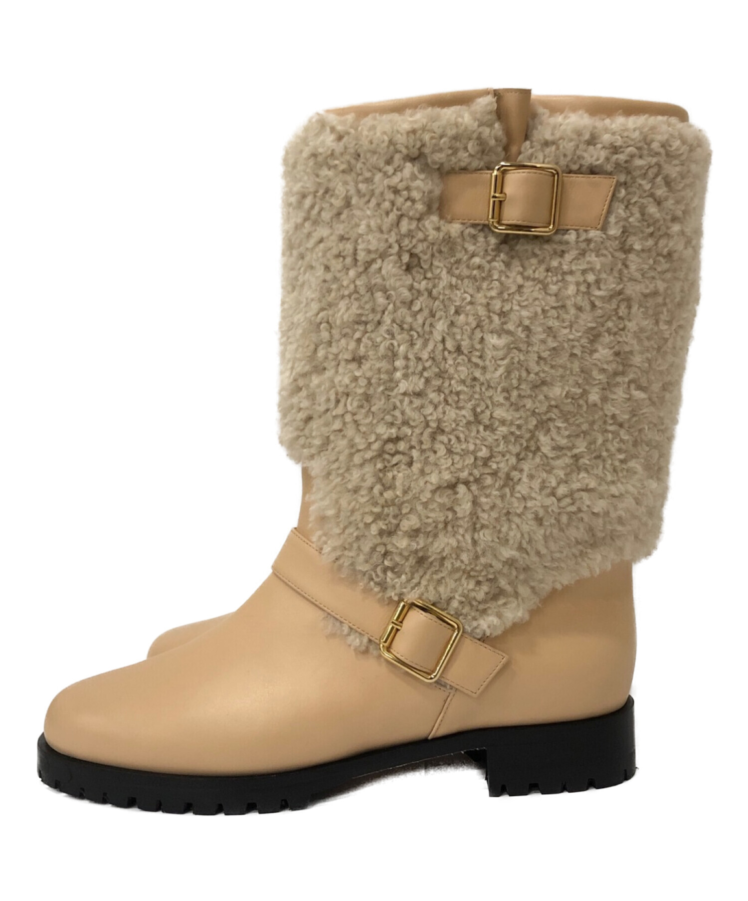 中古・古着通販】NEBULONIE (ネブローニ) ボアミドルブーツ ベージュ