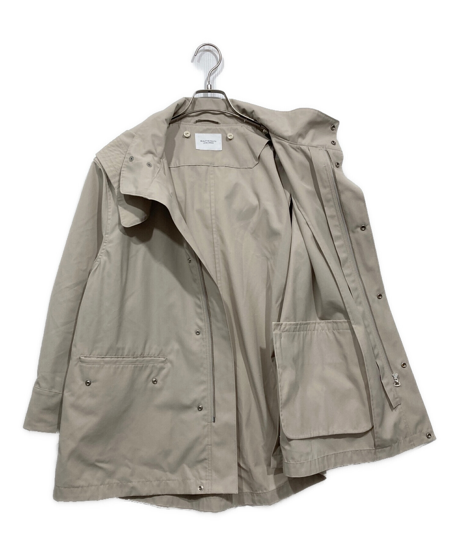 BEAUTY&YOUTHボア&キルティングライナーフードミドルパーカー BEAUTY&YOUTH ボア＆キルティングライナーフードミドルパーカー