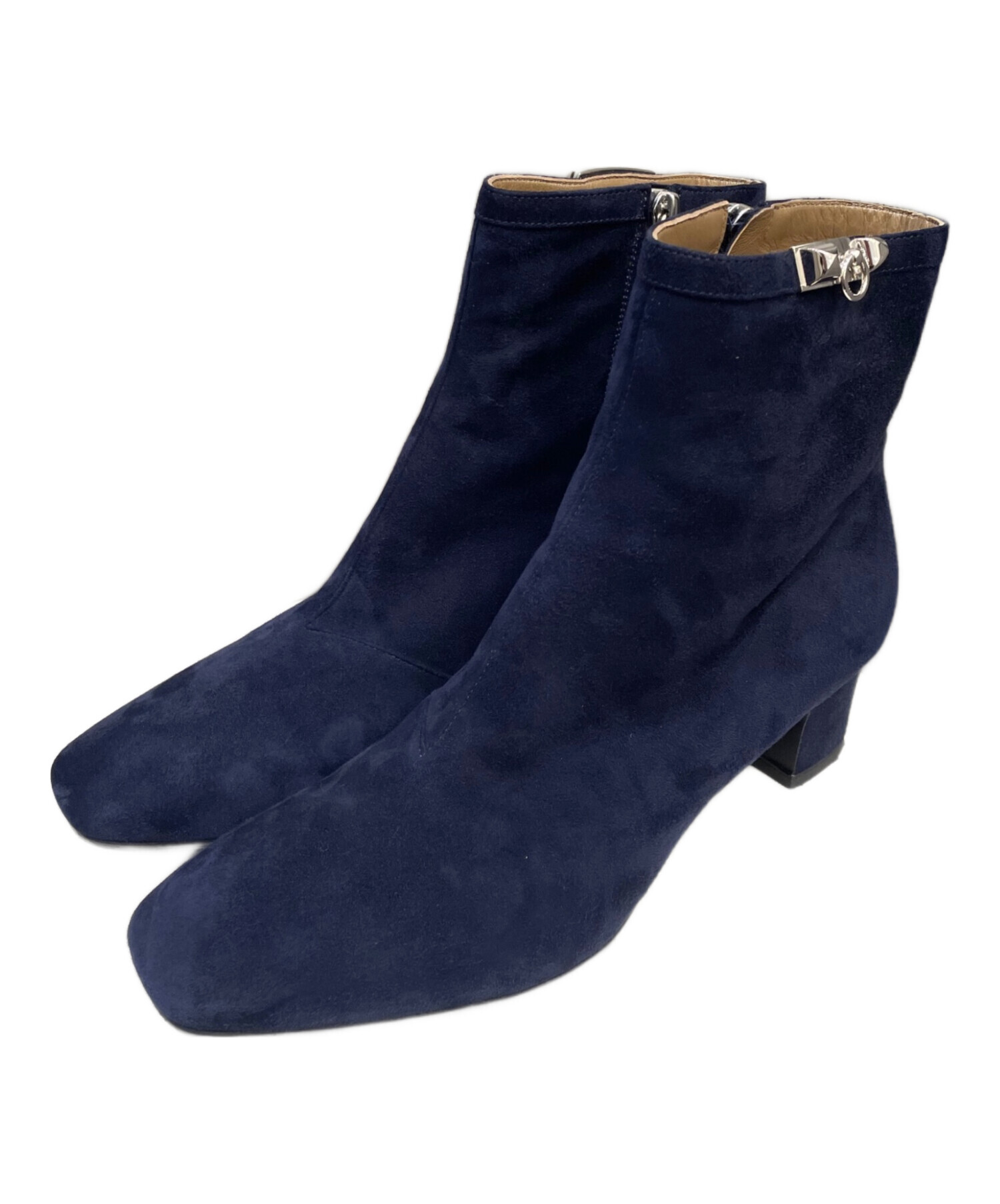 売約済み エルメス Hermes スェードショートブーツ ネイビー 中古・古着通販】HERMES (エルメス) メドール ショートブーツ ネイビー