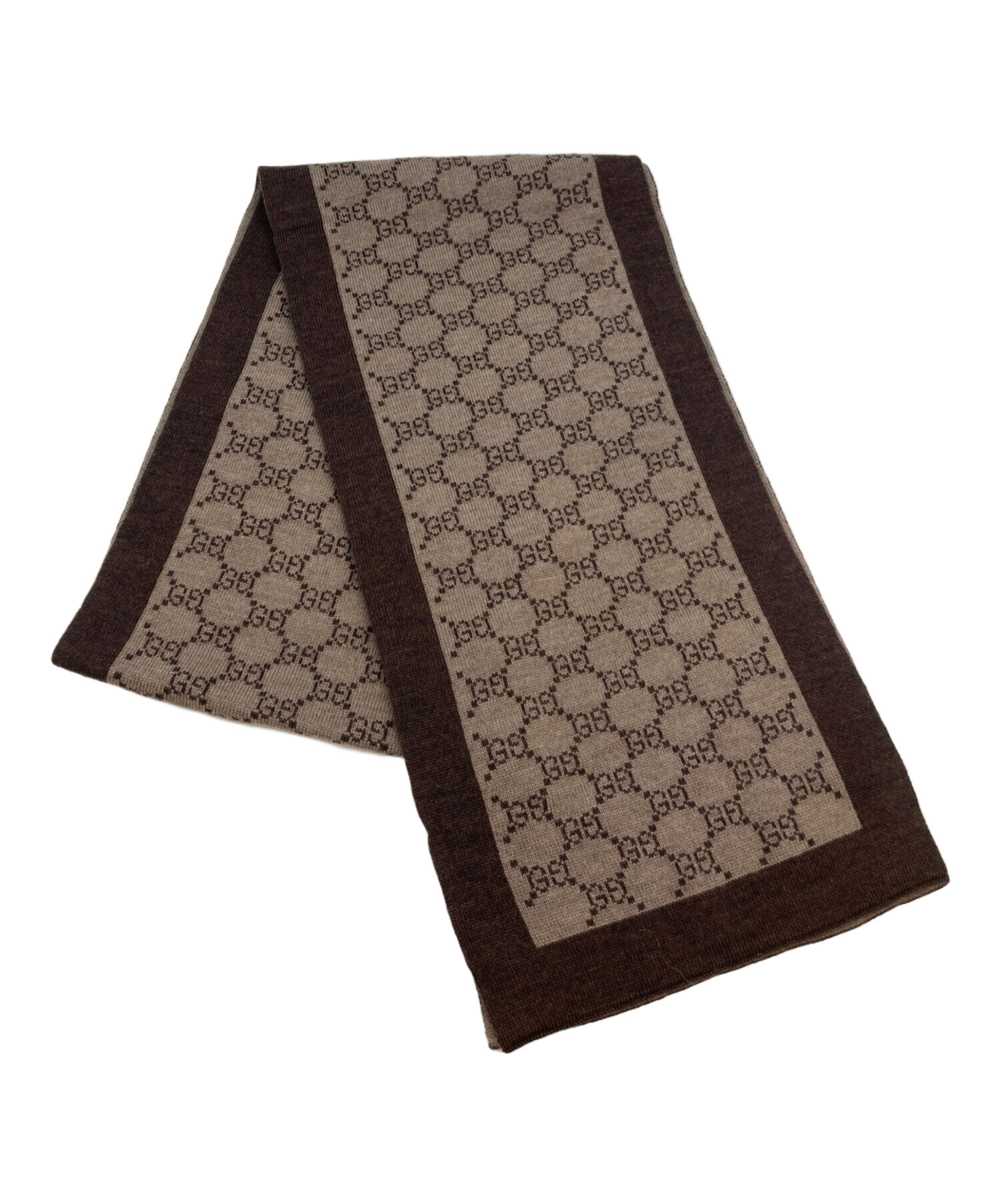 中古・古着通販】GUCCI (グッチ) GG柄ウールマフラー ブラウン 