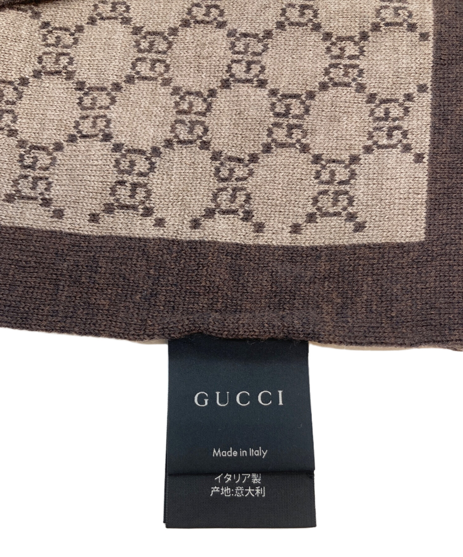 中古・古着通販】GUCCI (グッチ) GG柄ウールマフラー ブラウン