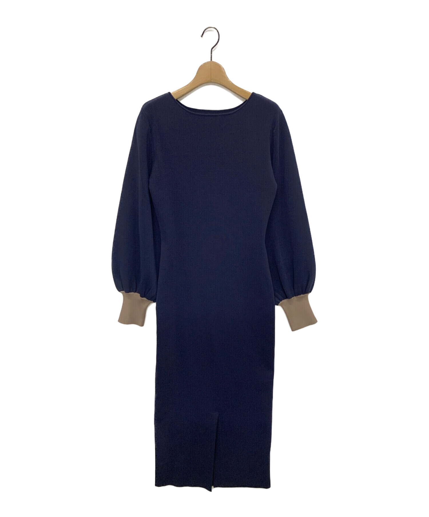 中古・古着通販】JENNE (ジェンヌ) 配色カフスニットワンピース