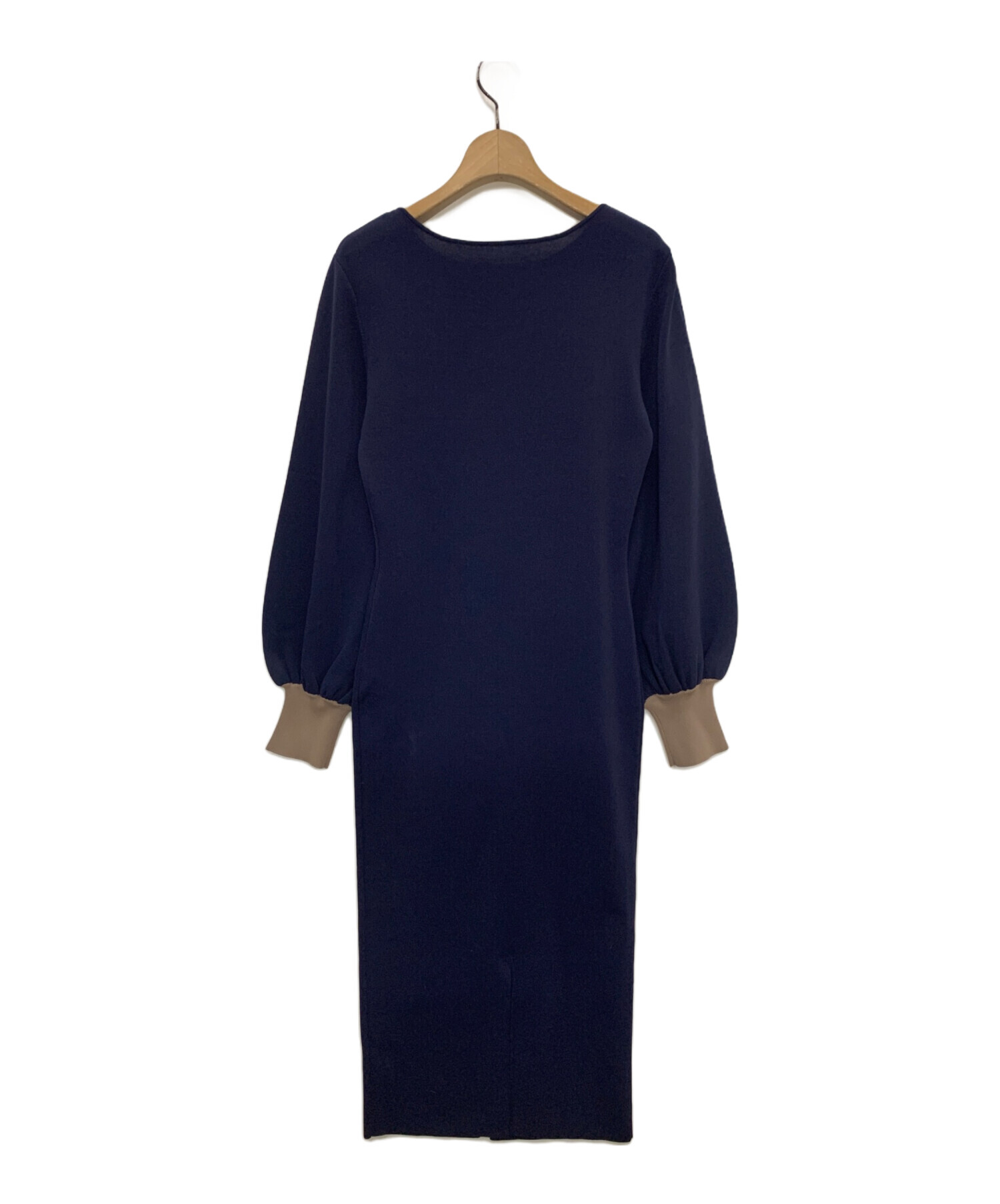中古・古着通販】JENNE (ジェンヌ) 配色カフスニットワンピース