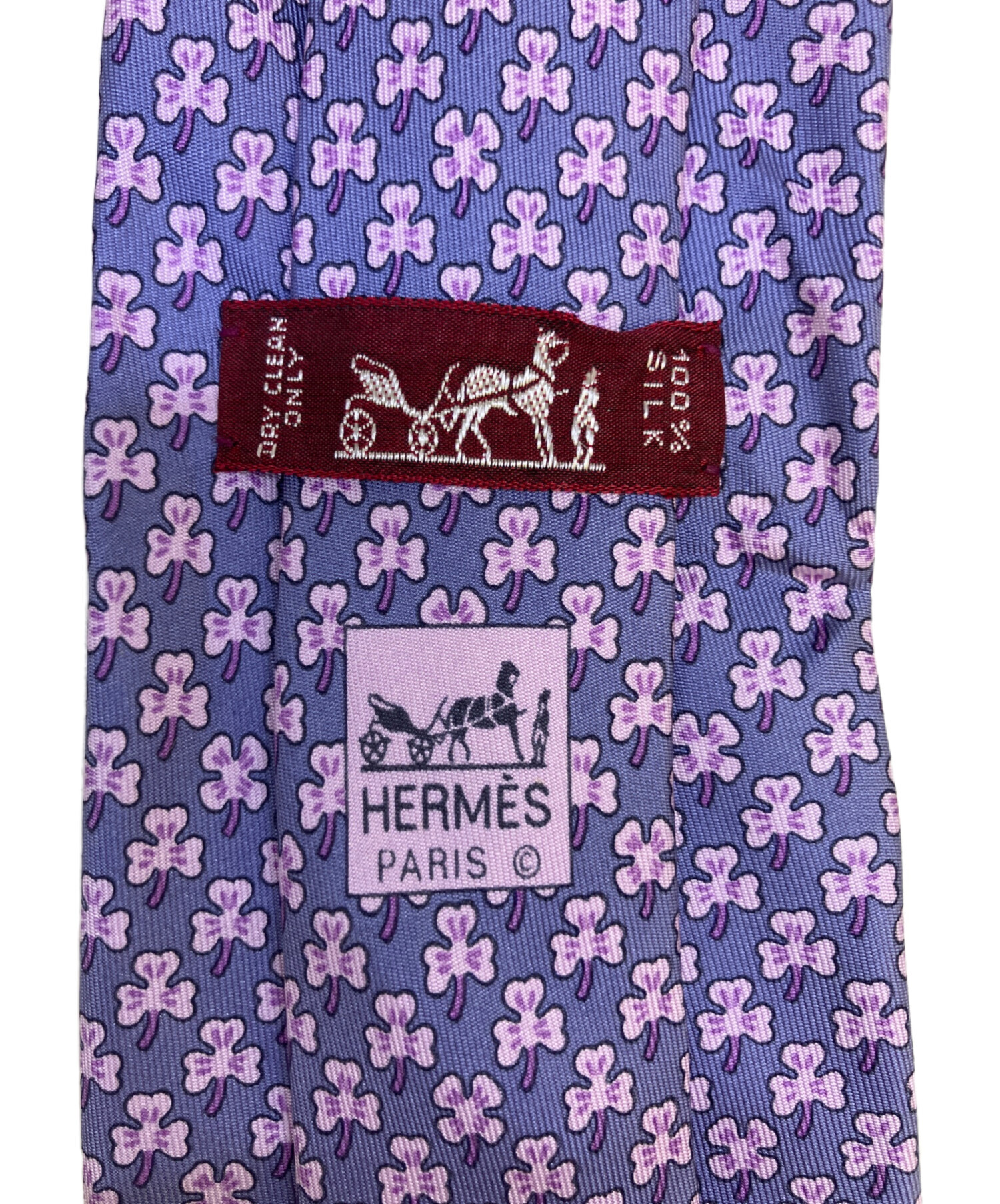 中古・古着通販】HERMES (エルメス) クローバー柄ネクタイ ラベンダー