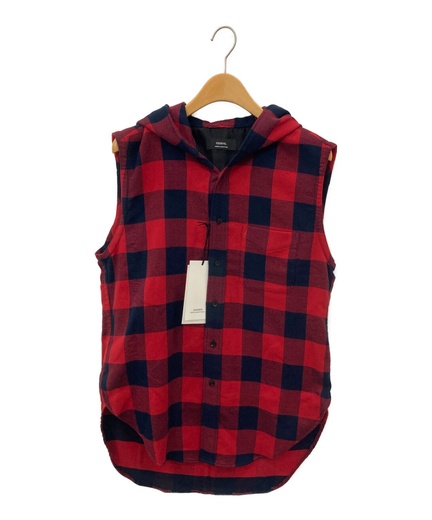 中古・古着通販】ensou. (エンソウ) Sleeveless Hoodie Shirt レッド 