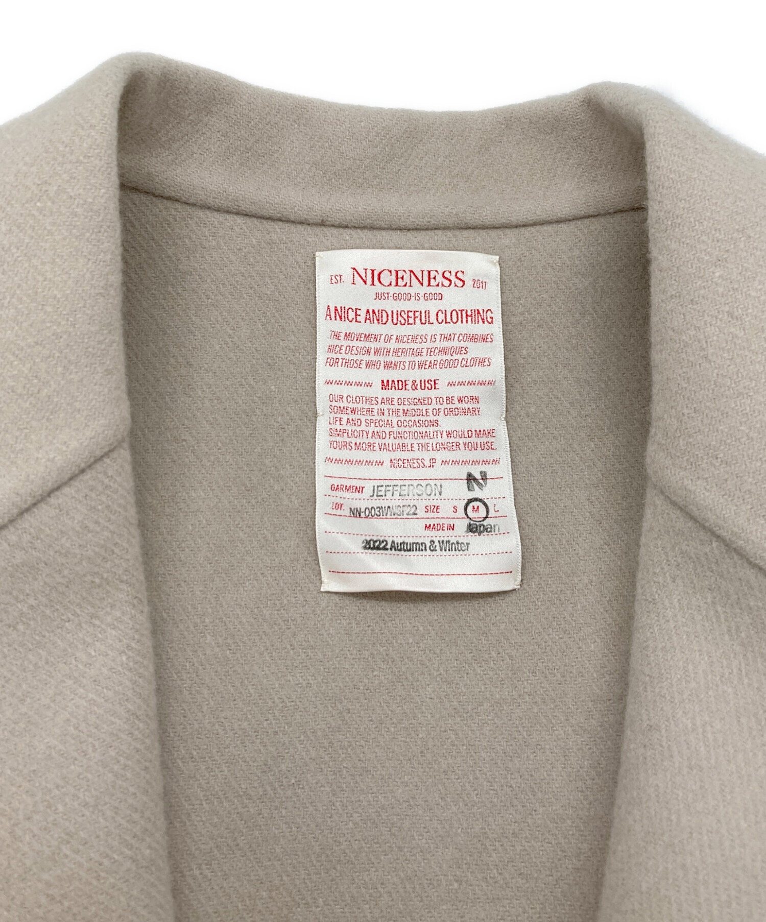 NICENESS JEFFERSON ナイスネス 中古・古着通販】NICENESS (ナイスネス) JEFFERSON モカ サイズ:M