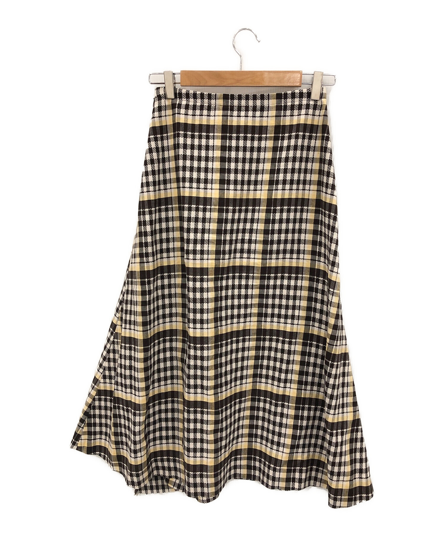 ゆこebure エブール　チェック　シルクオーガンジー　ロングスカート36 エブール チェック ロングスカート 36 ゆこ様専用ebure エブール