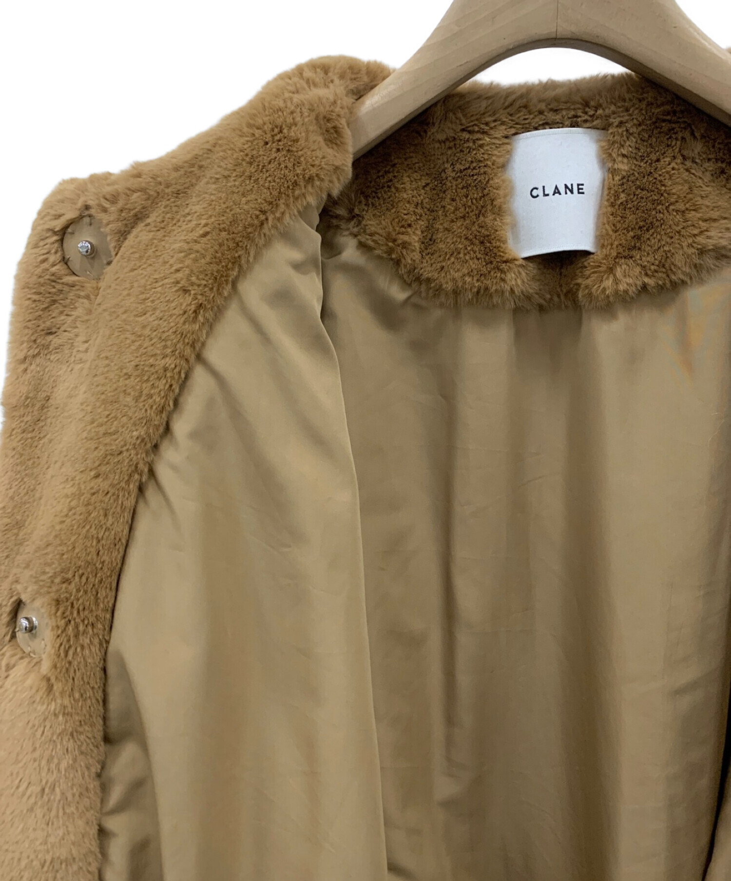 CLANE クラネ ノーカラー リコファーコート ブラウン 1 松本恵奈のMUST