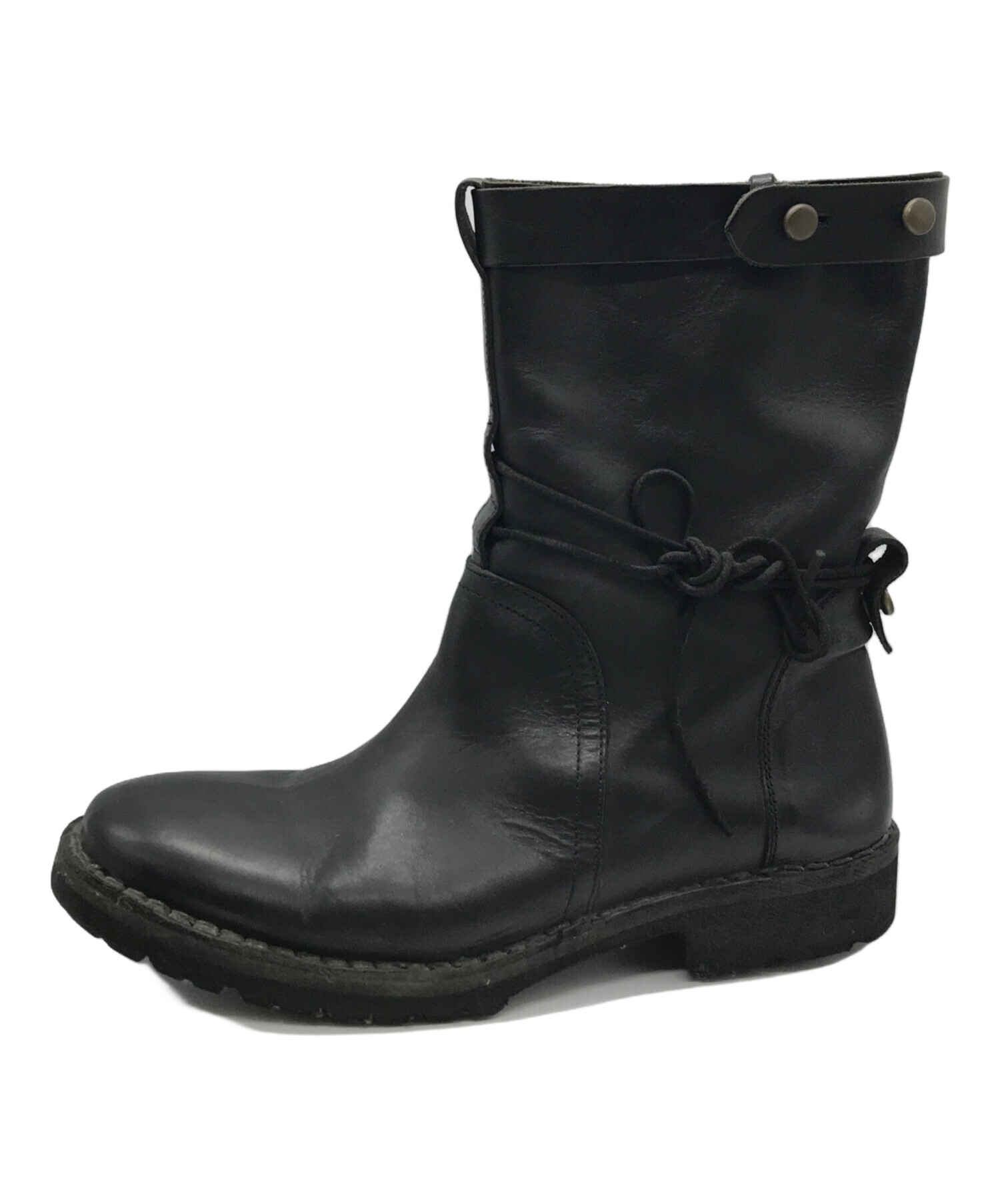 ♂新品・コンバットブーツ【DIESEL　ディーゼル】レザー×リブ　黒　41 中古・古着通販】DIESEL Black Gold (ディーゼル ブラック ゴールド