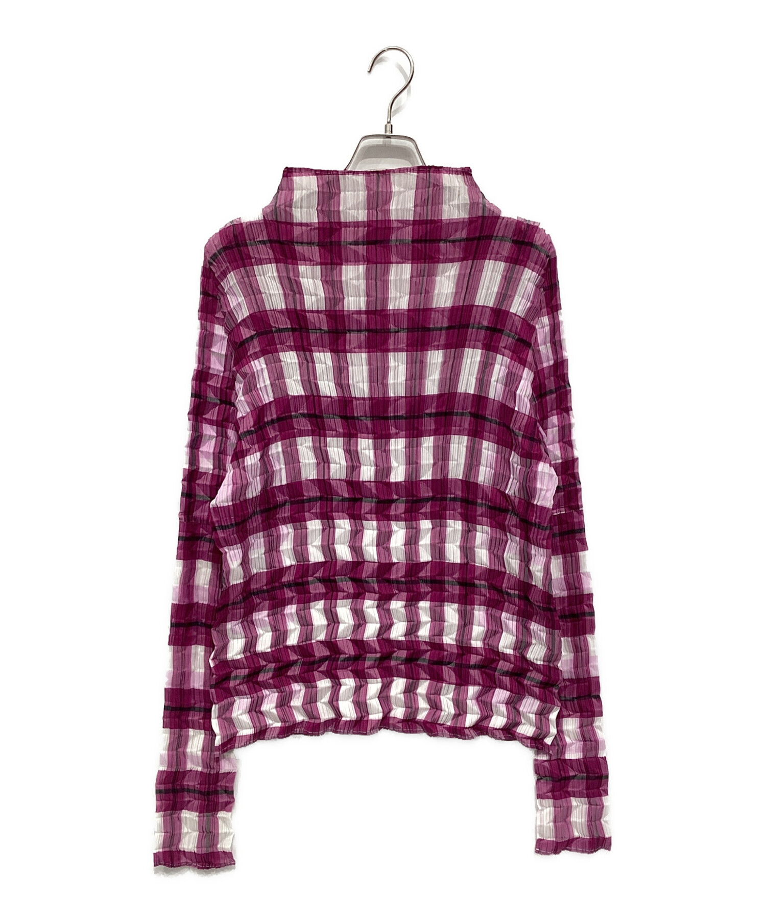 ISSEY MIYAKE チェックプリーツブラウス ME ISSEY MIYAKE 長袖ブラウス 
